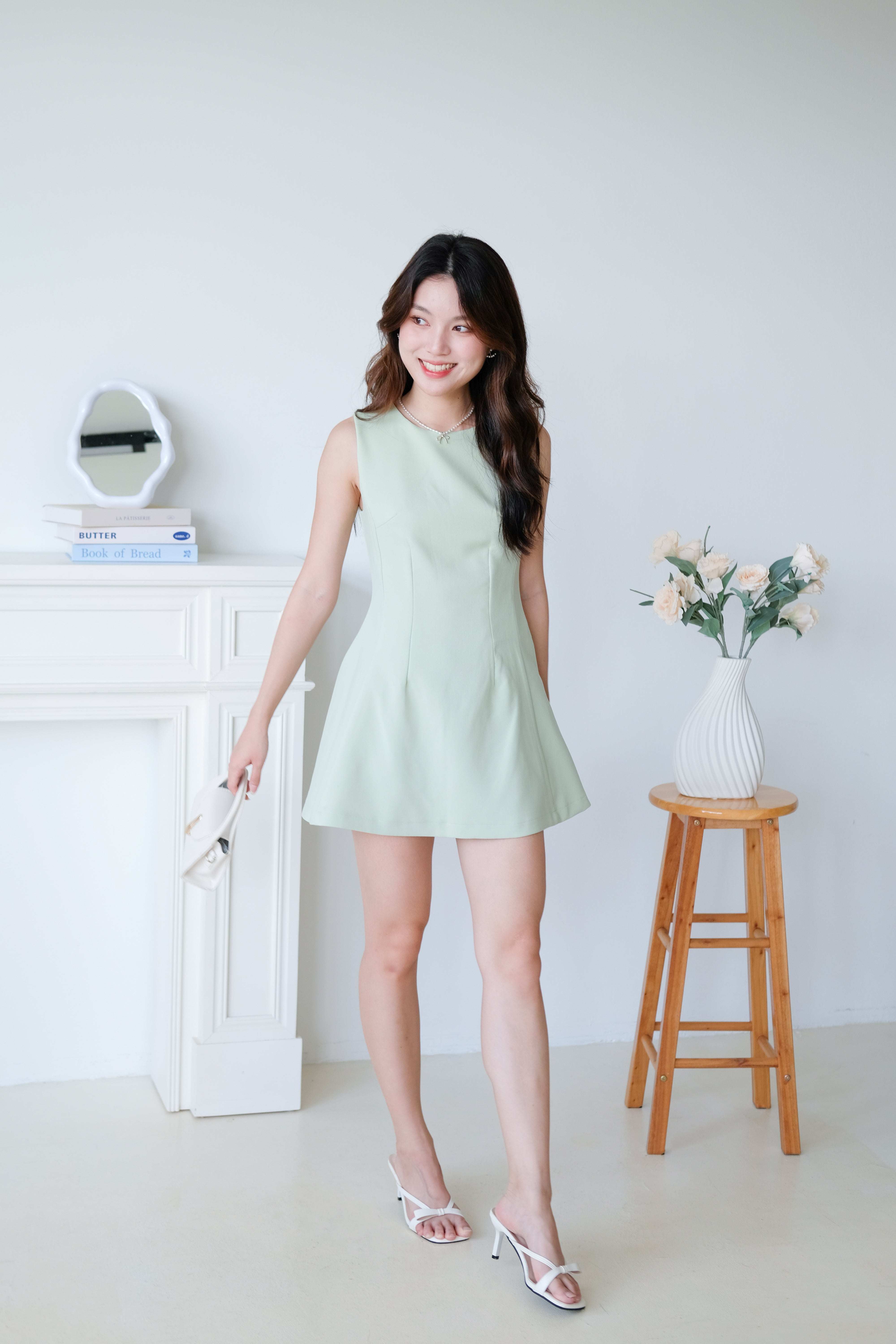 Tasya Skater Dress (Avocado Green)