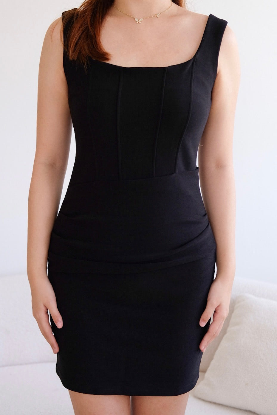 Black Ruched Bodycon Dress