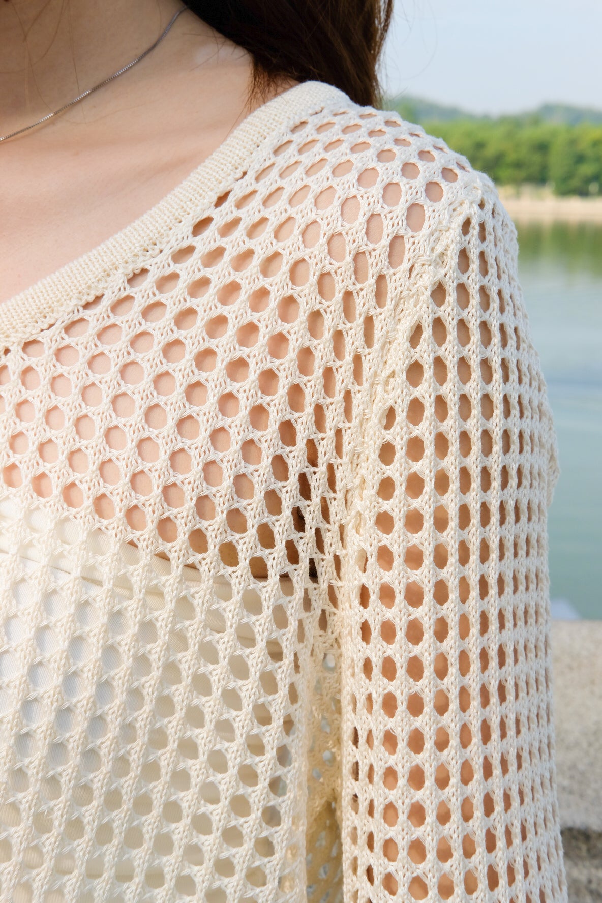 Savannah Beach Knit Cropped Outerwear (Beige)