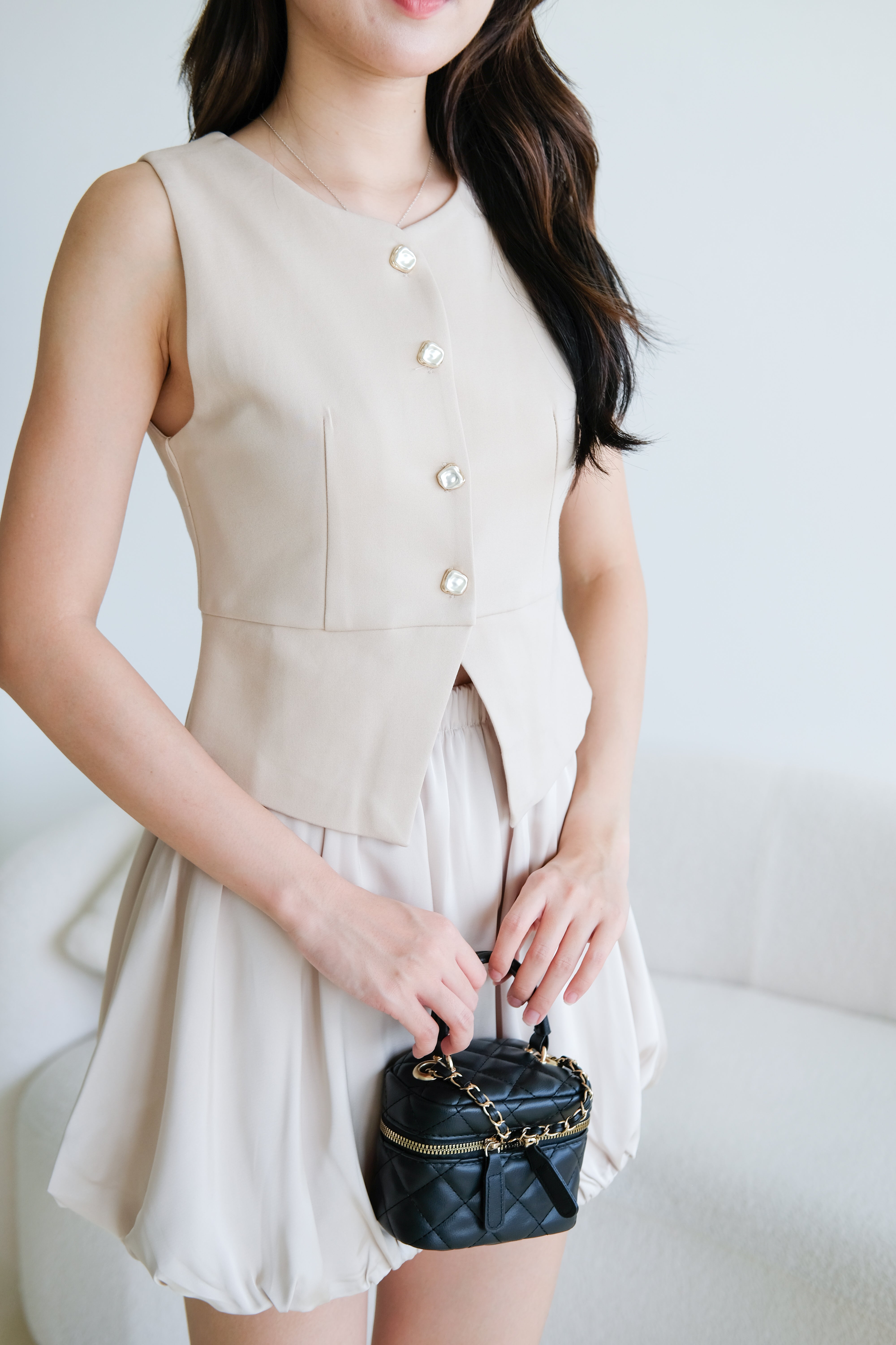 Valerie Round Neck Vest Top (Khaki)