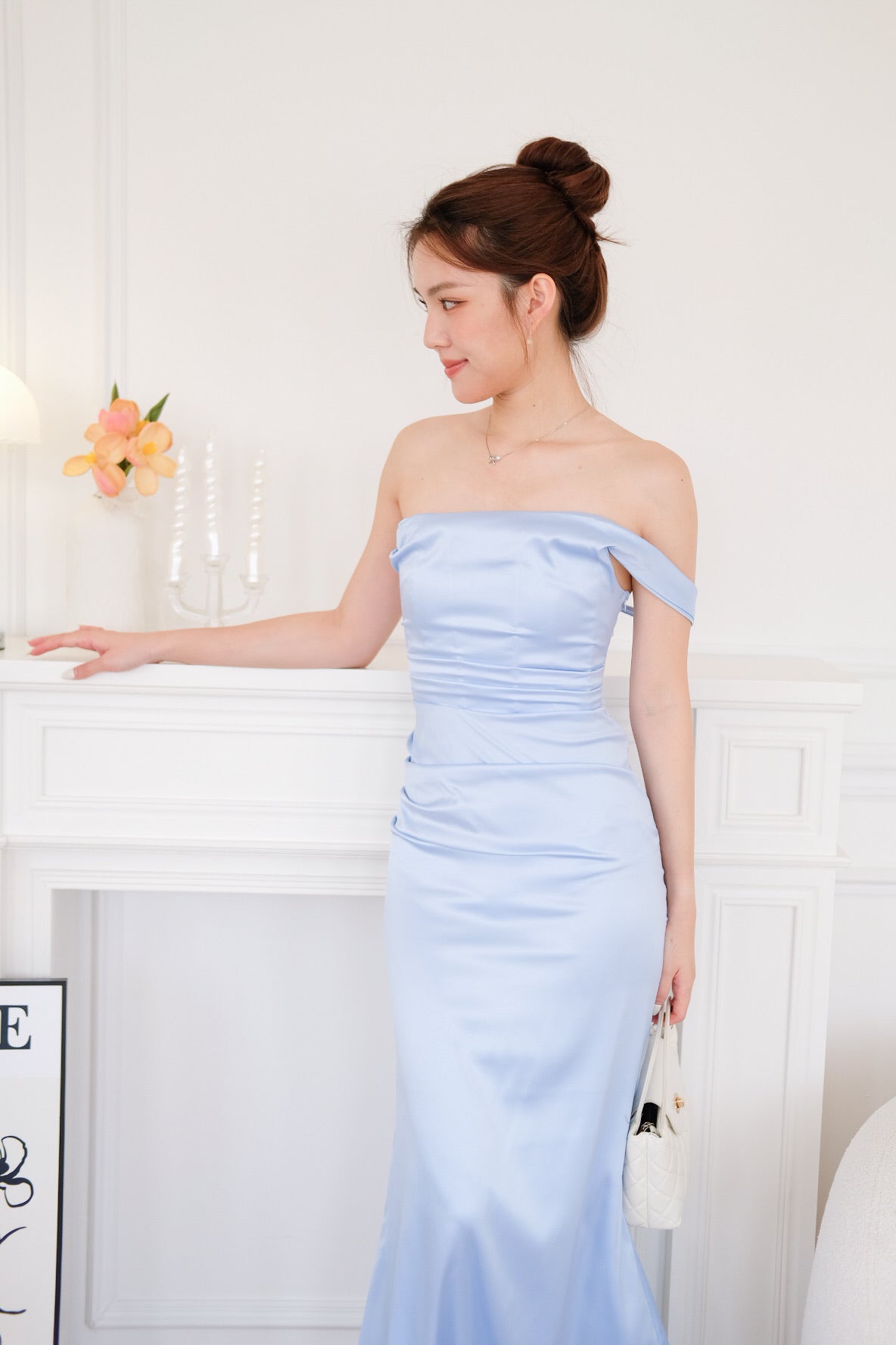 Ophelia Satin Mermaid Maxi Dress (Sea Blue)