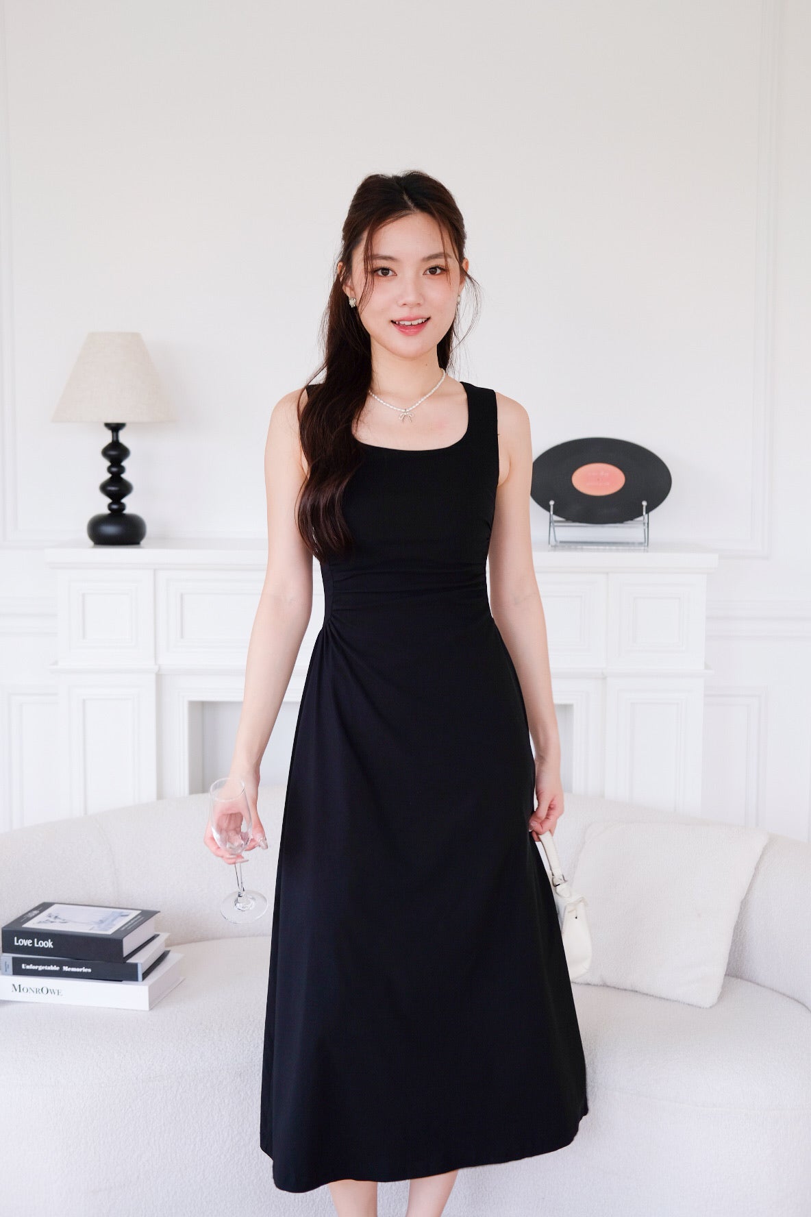 Bernice Cinch Waist Maxi Dress (Black)