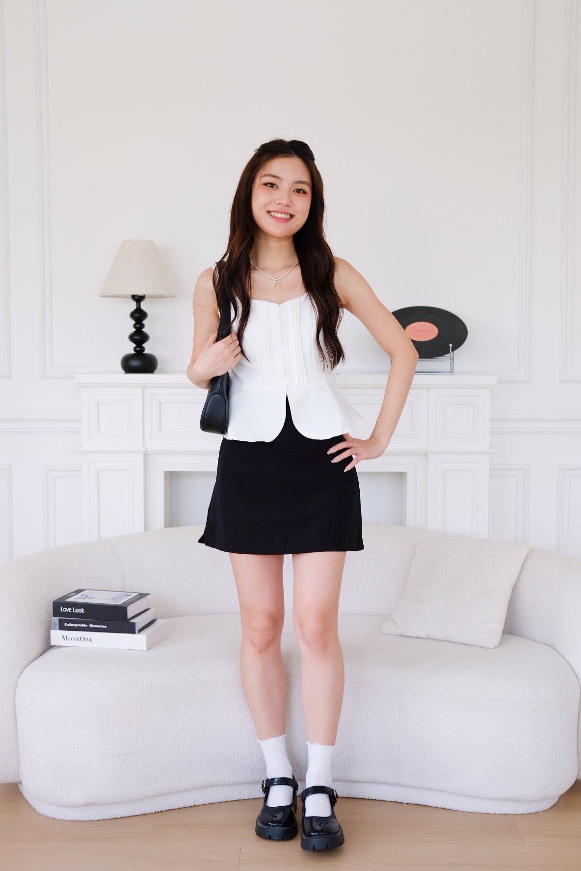Esther Mini Pleats Flare Top (White)