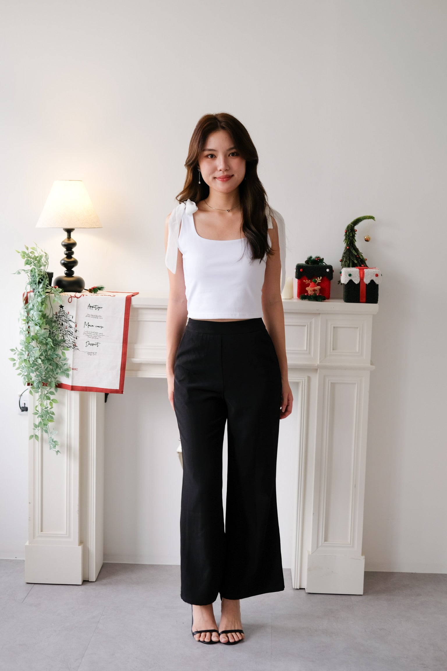 Bridget Self Tie Ribbon Crop Top (White)