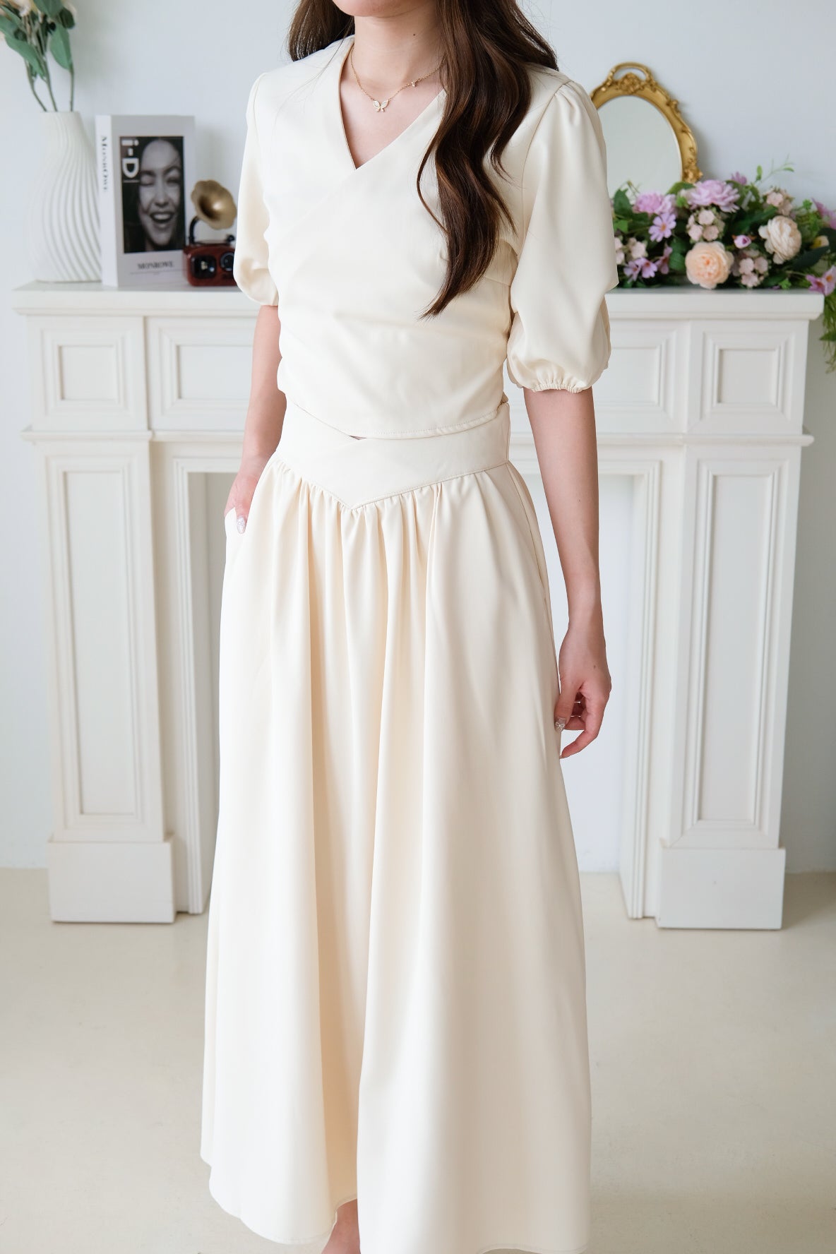 Sophina Skater Maxi Skirt (Cream)