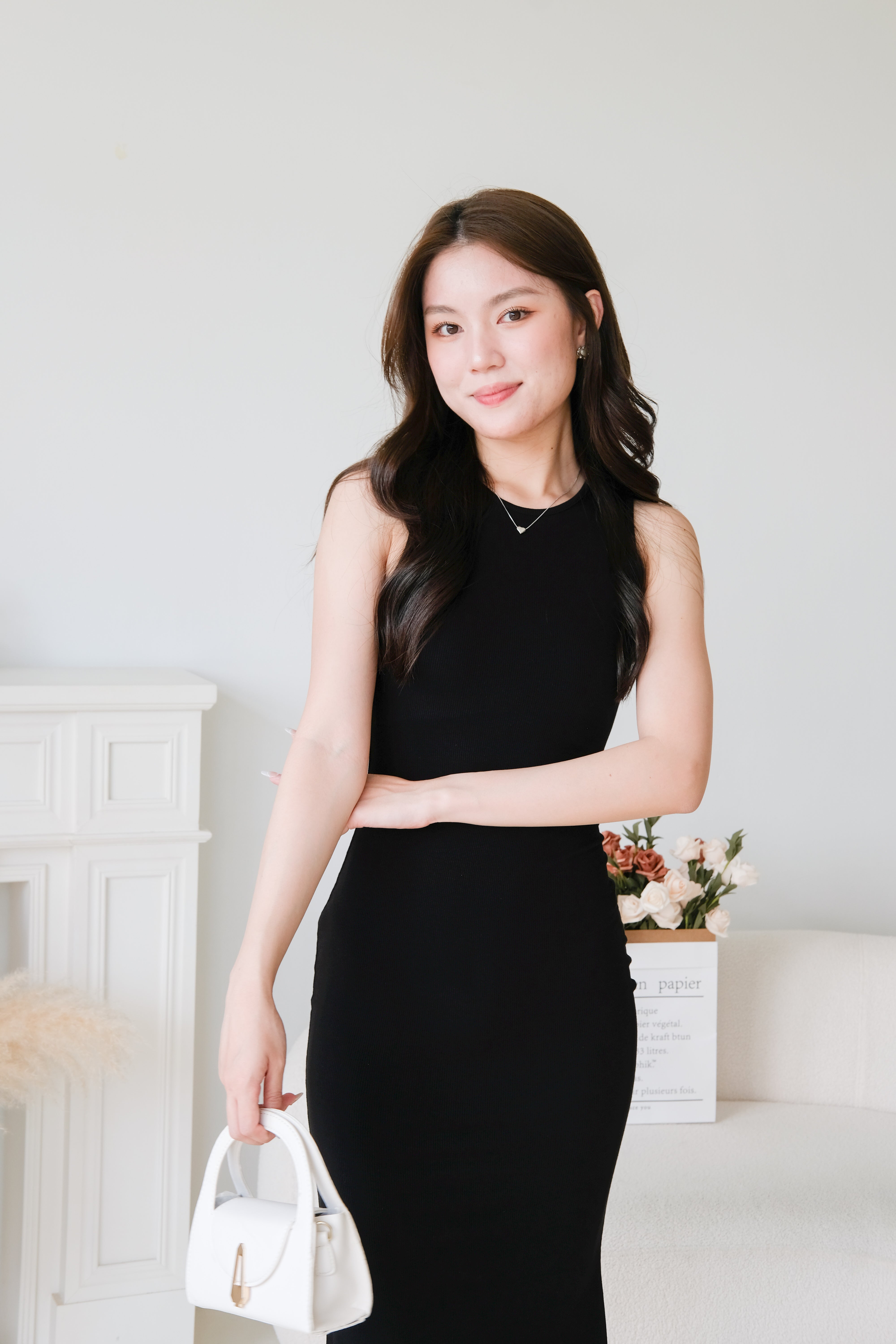 Stacey High Neck Bodycon Maxi Dress (Black)