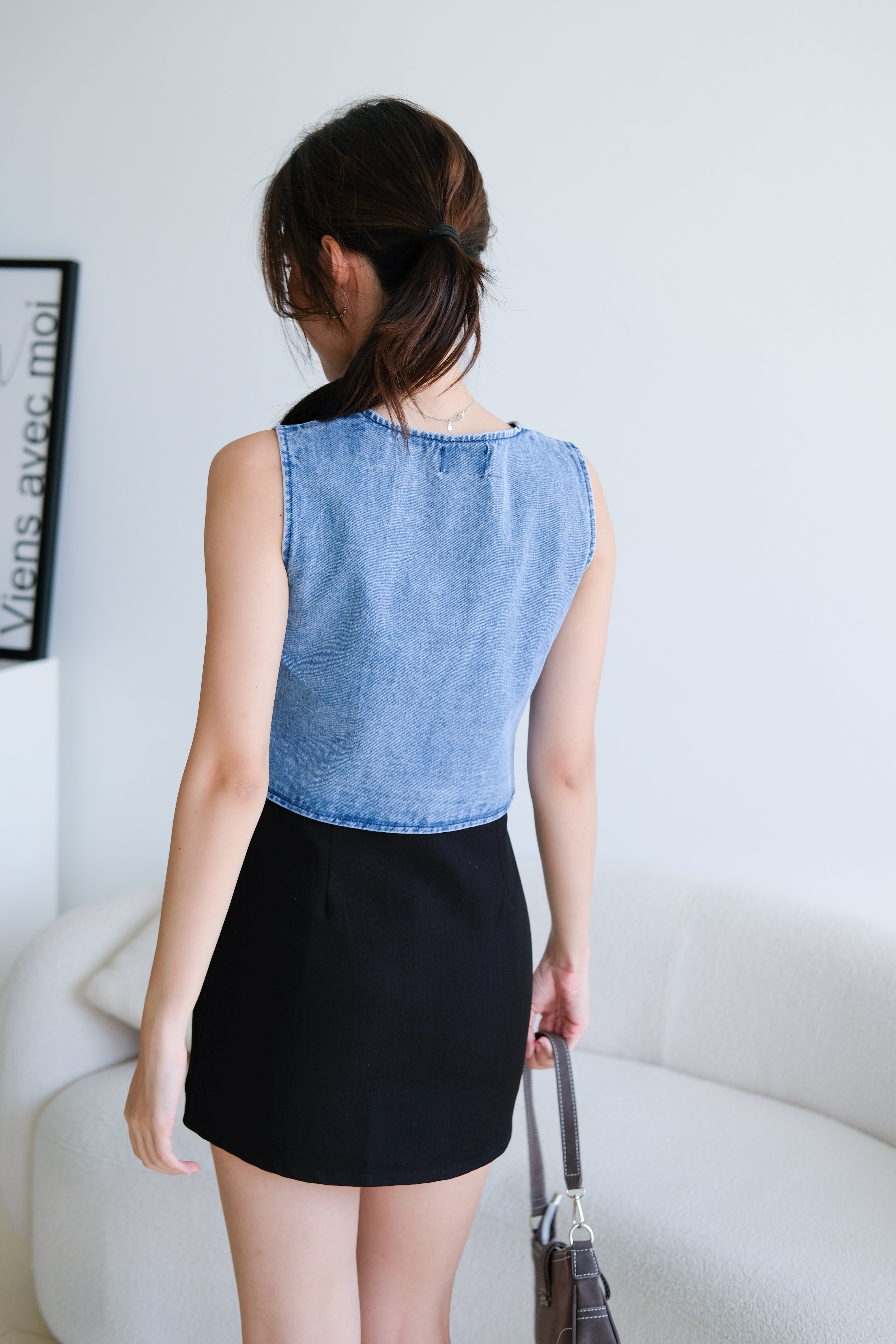 Tricia Denim Vest Top (Light Blue)