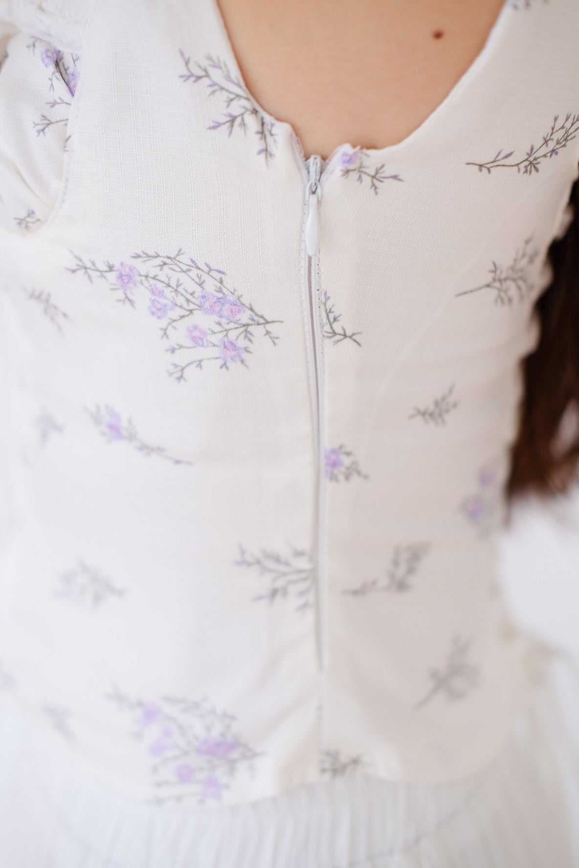 Lavander Ruched Crop Top (White)