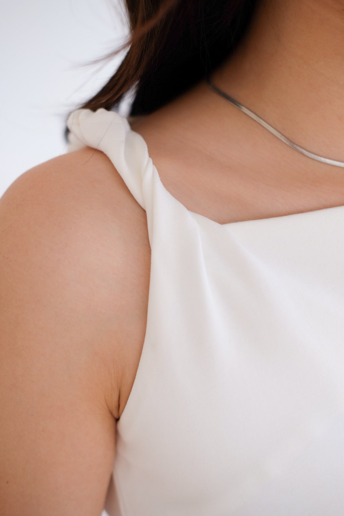 Morgan Twist Boatneck Crop Top (White)