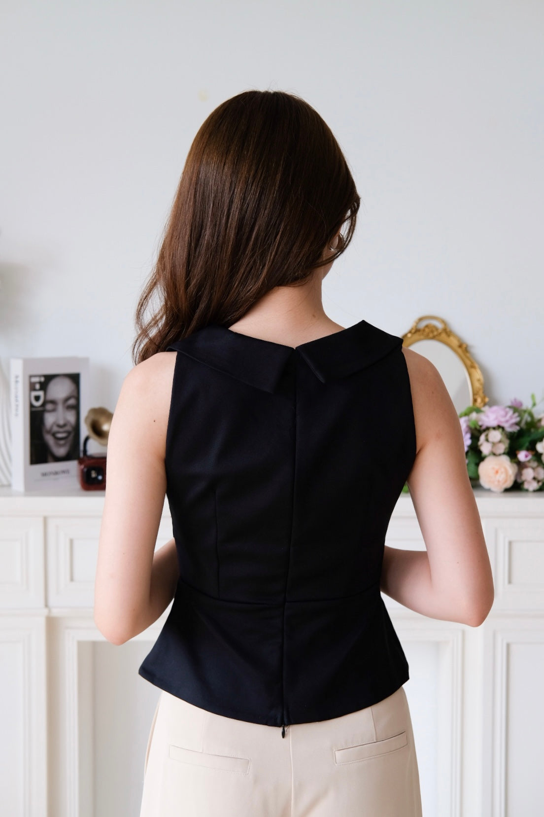 Faustine Collared Work Top (Black)