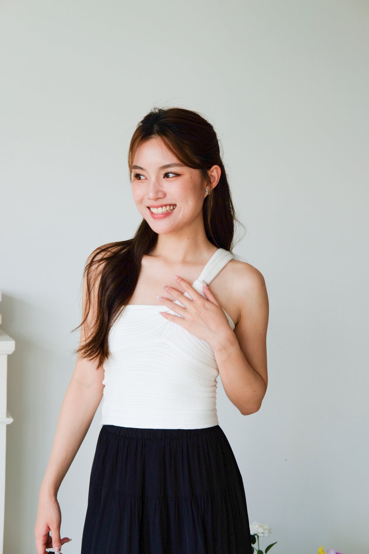 Dillon Knit Toga Crop Top (White)