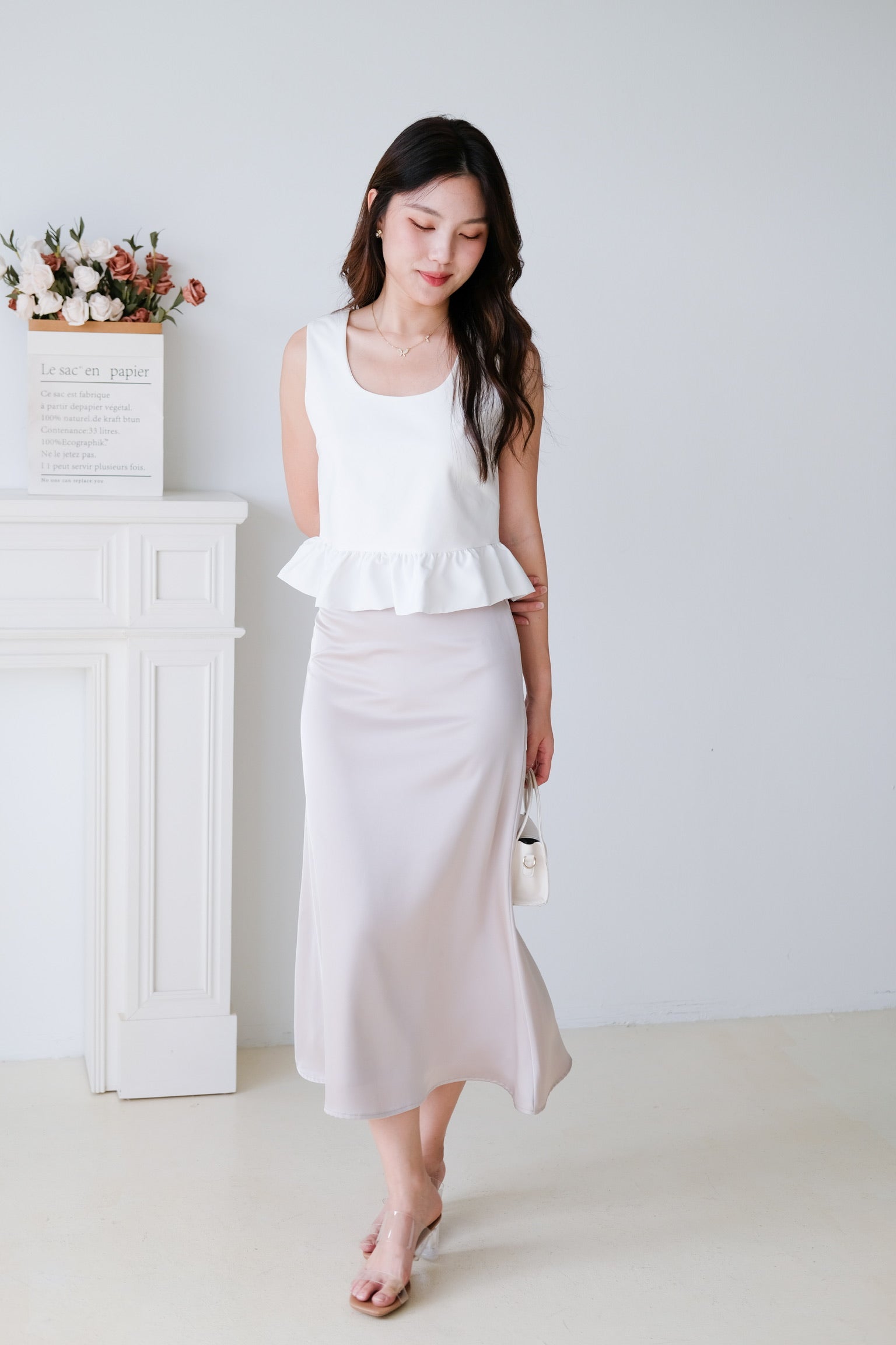 Vivara Ruffle Peplum Crop (White)