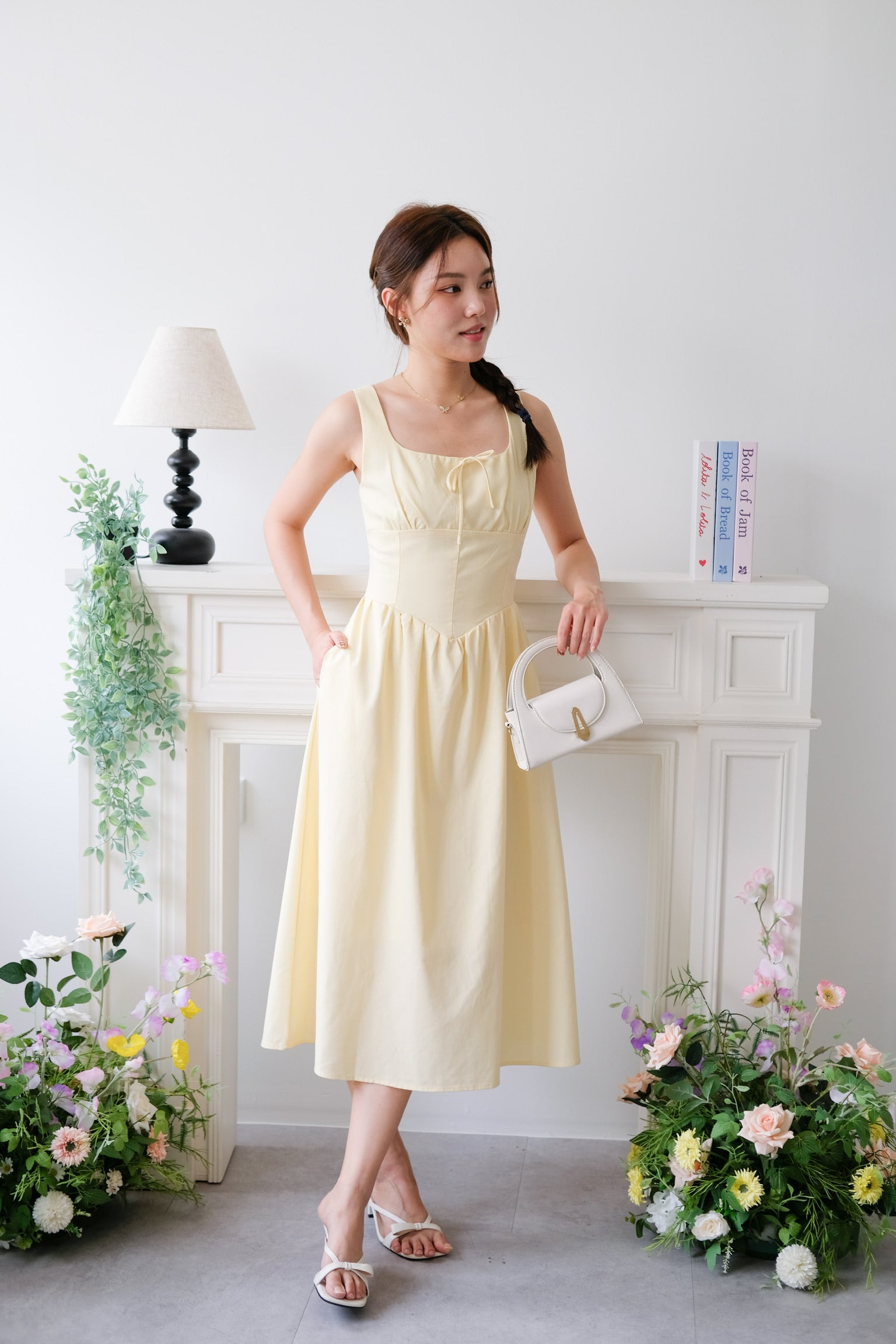 Carmie Thick Waist Midi Dress (Daffodil Yellow)