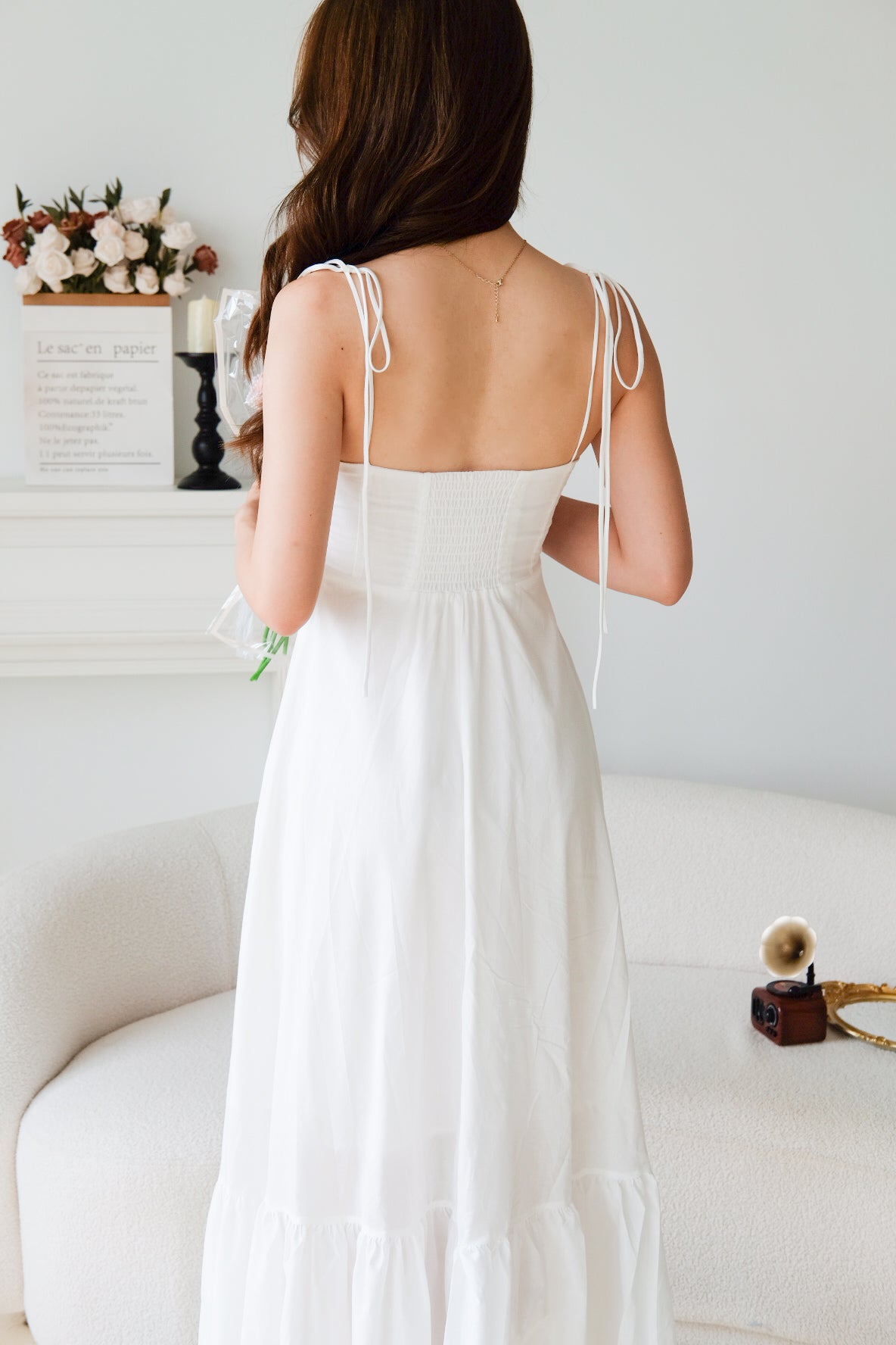 Delanie Sweetheart Ruffle Maxi Dress (White)
