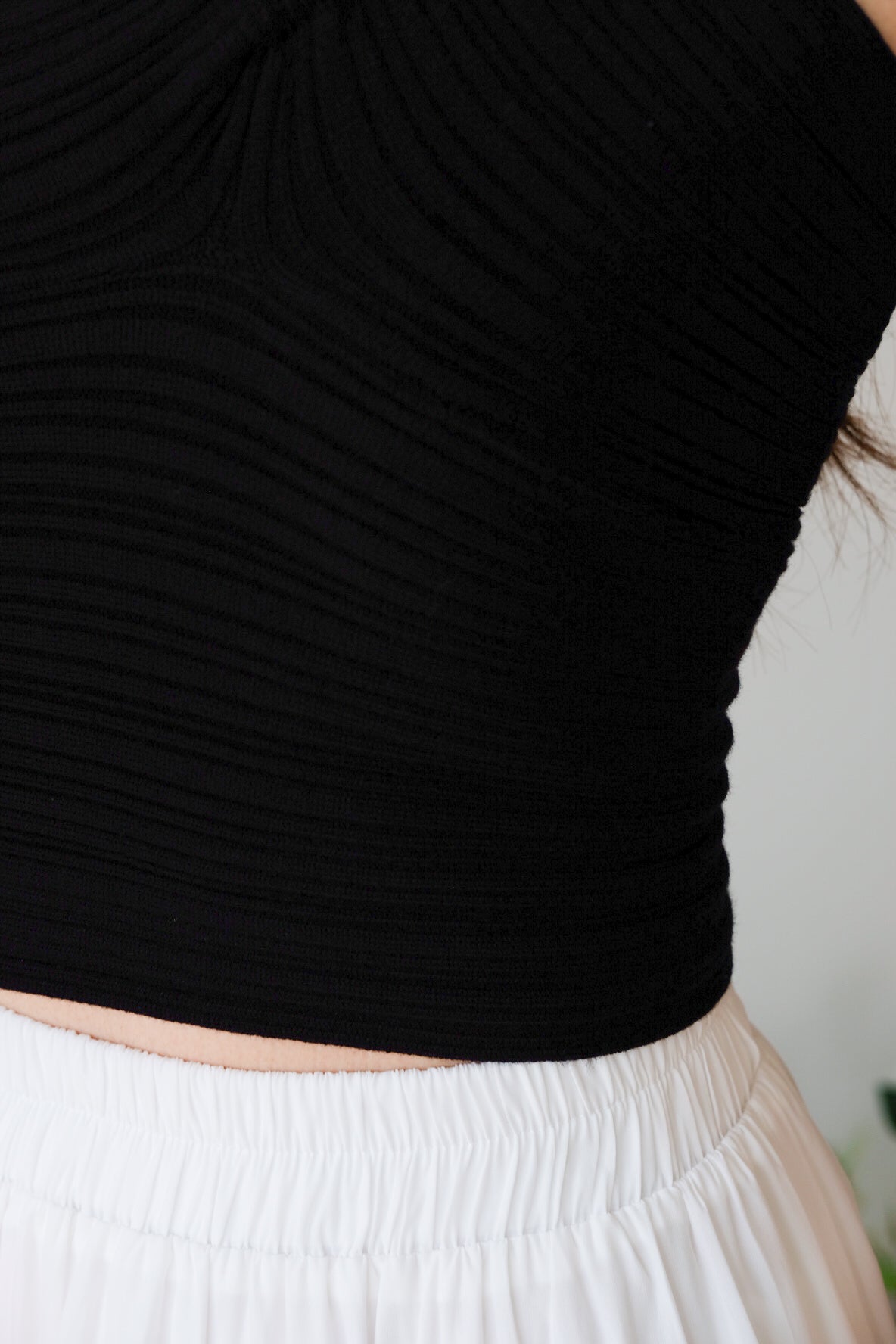 Dillon Knit Toga Crop Top (Black)