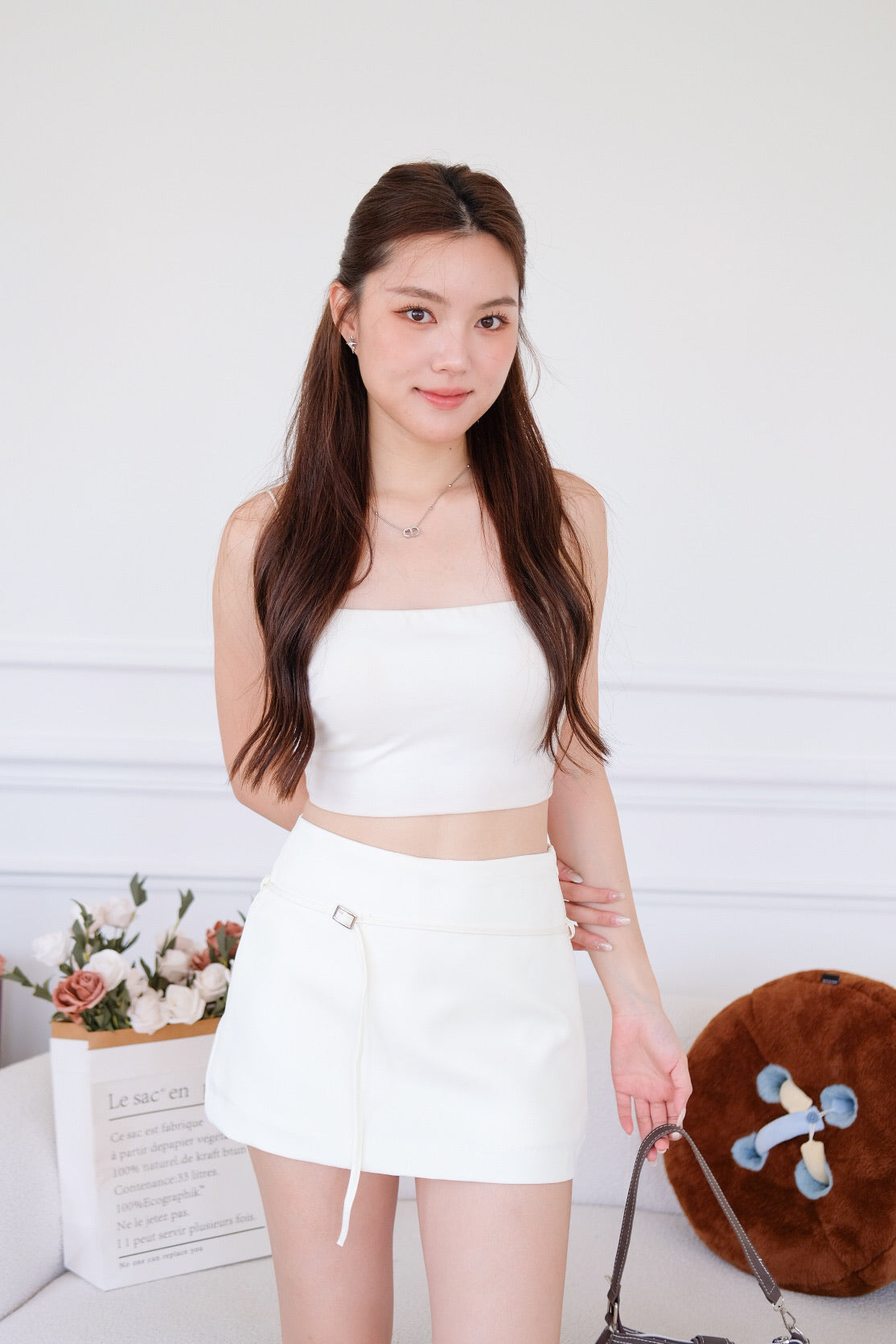 Tasha Mini Belt Skort (Cream)