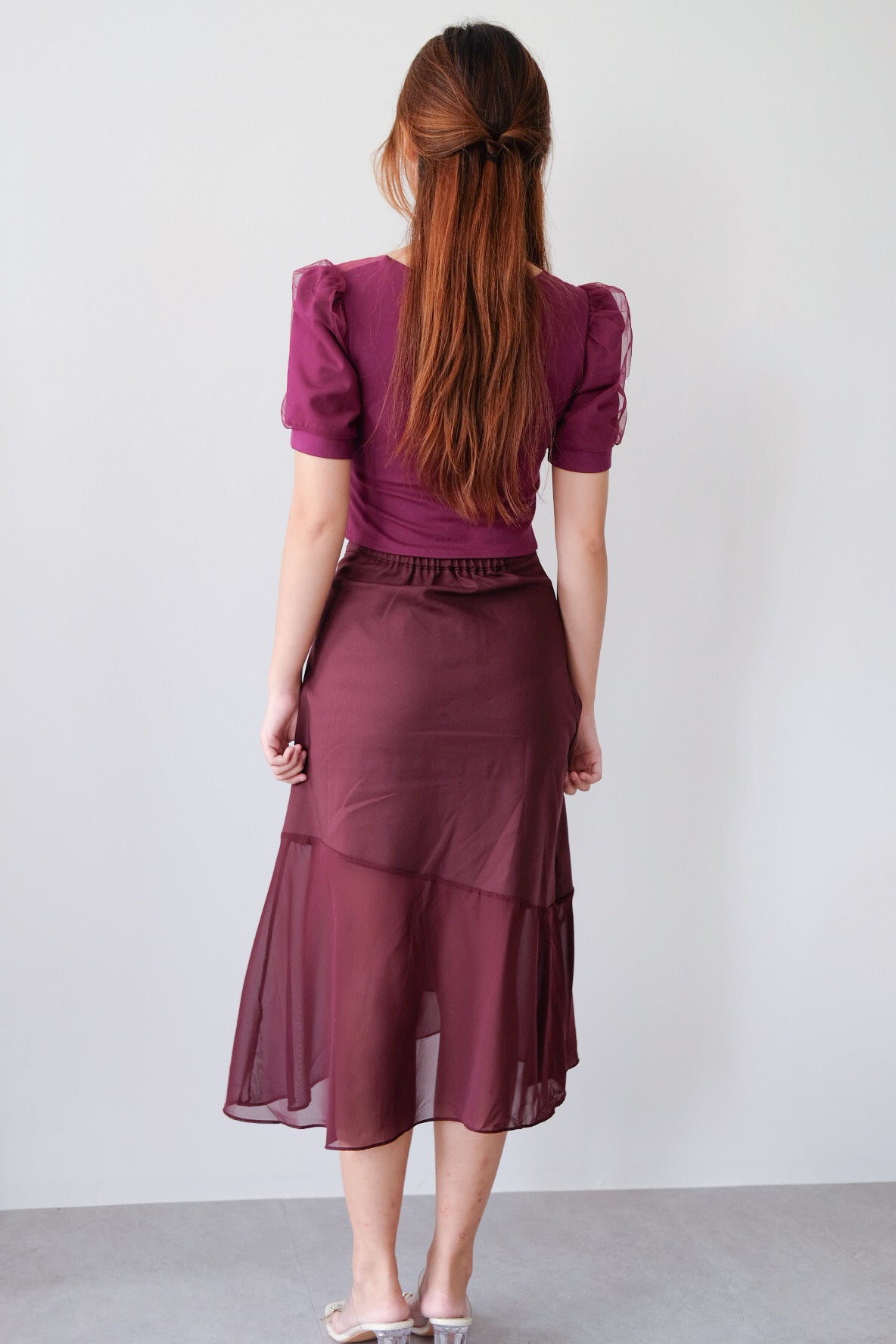 Purple Layered Mesh Skirt