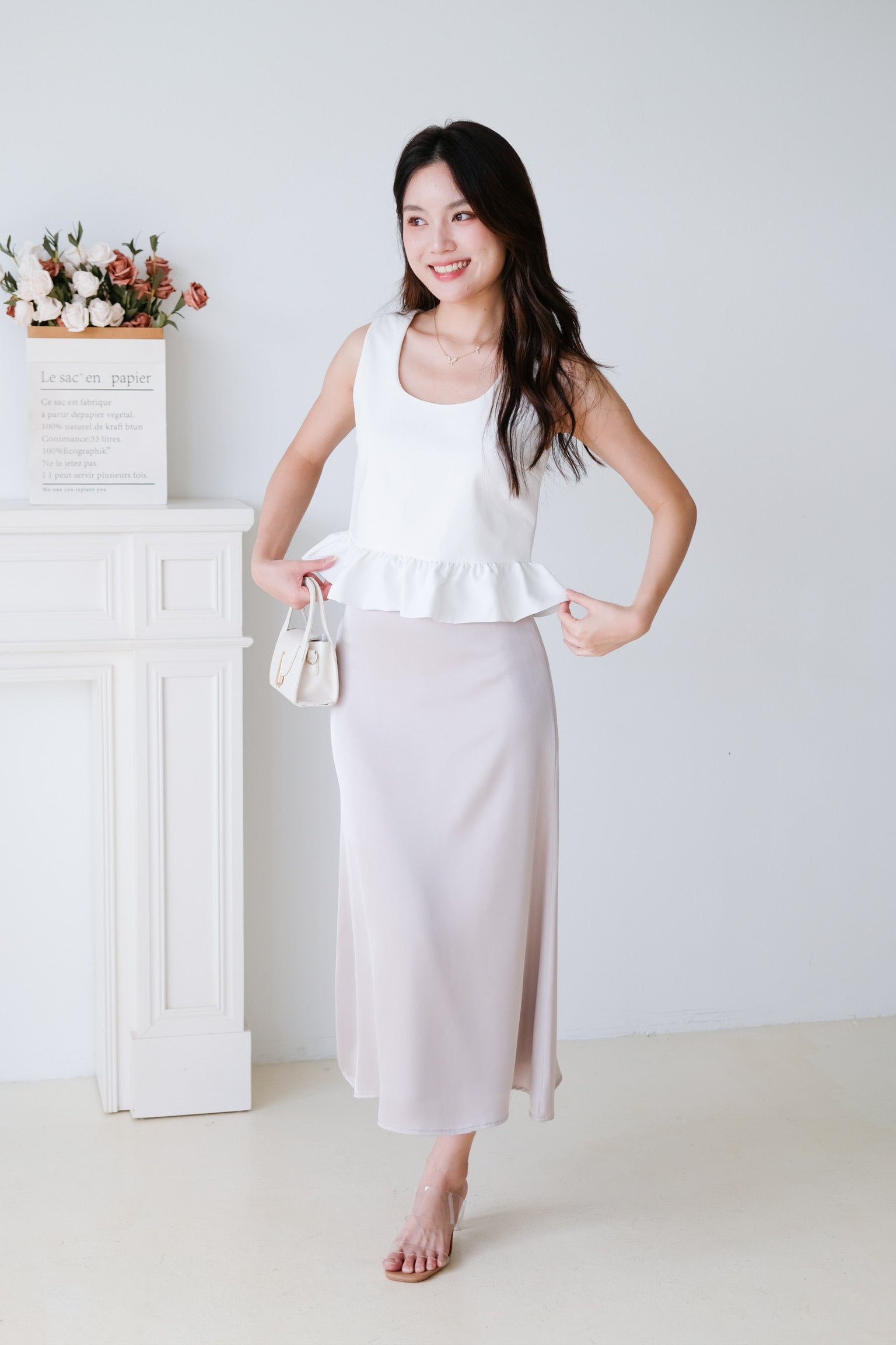 Vivara Ruffle Peplum Crop (White)