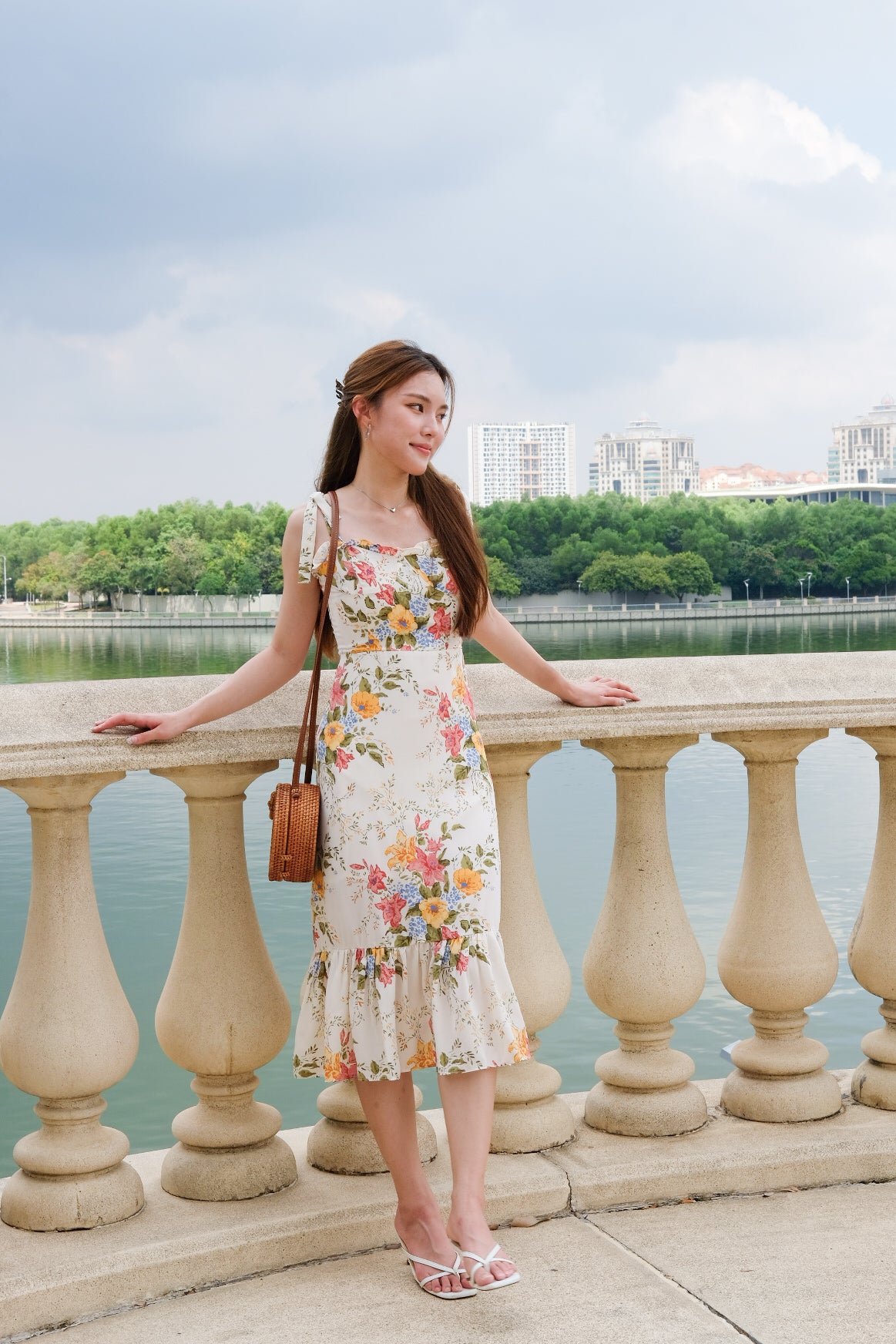 Shannon Floral Ruffle Maxi Dress (Cream)