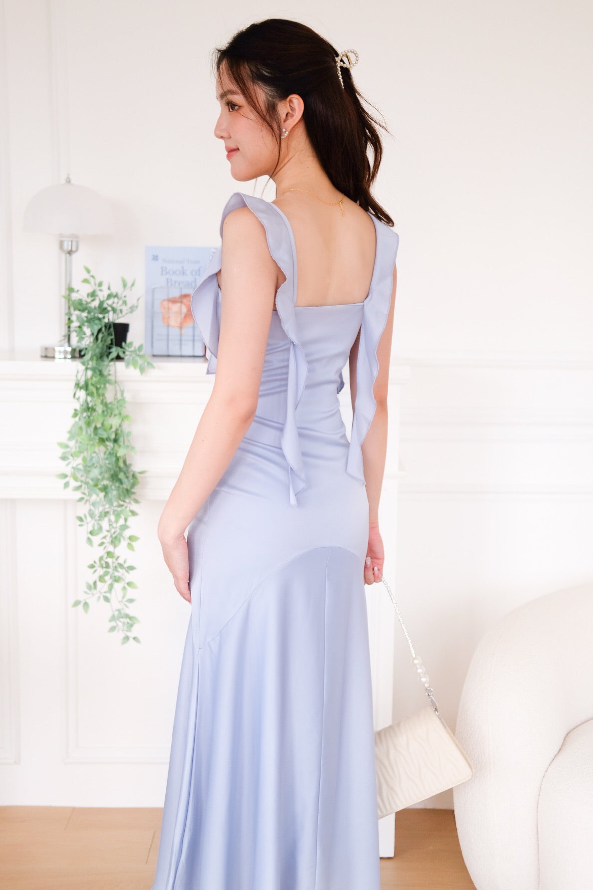 Marina Ruffle Mermaid Maxi Dress (Frost Blue)