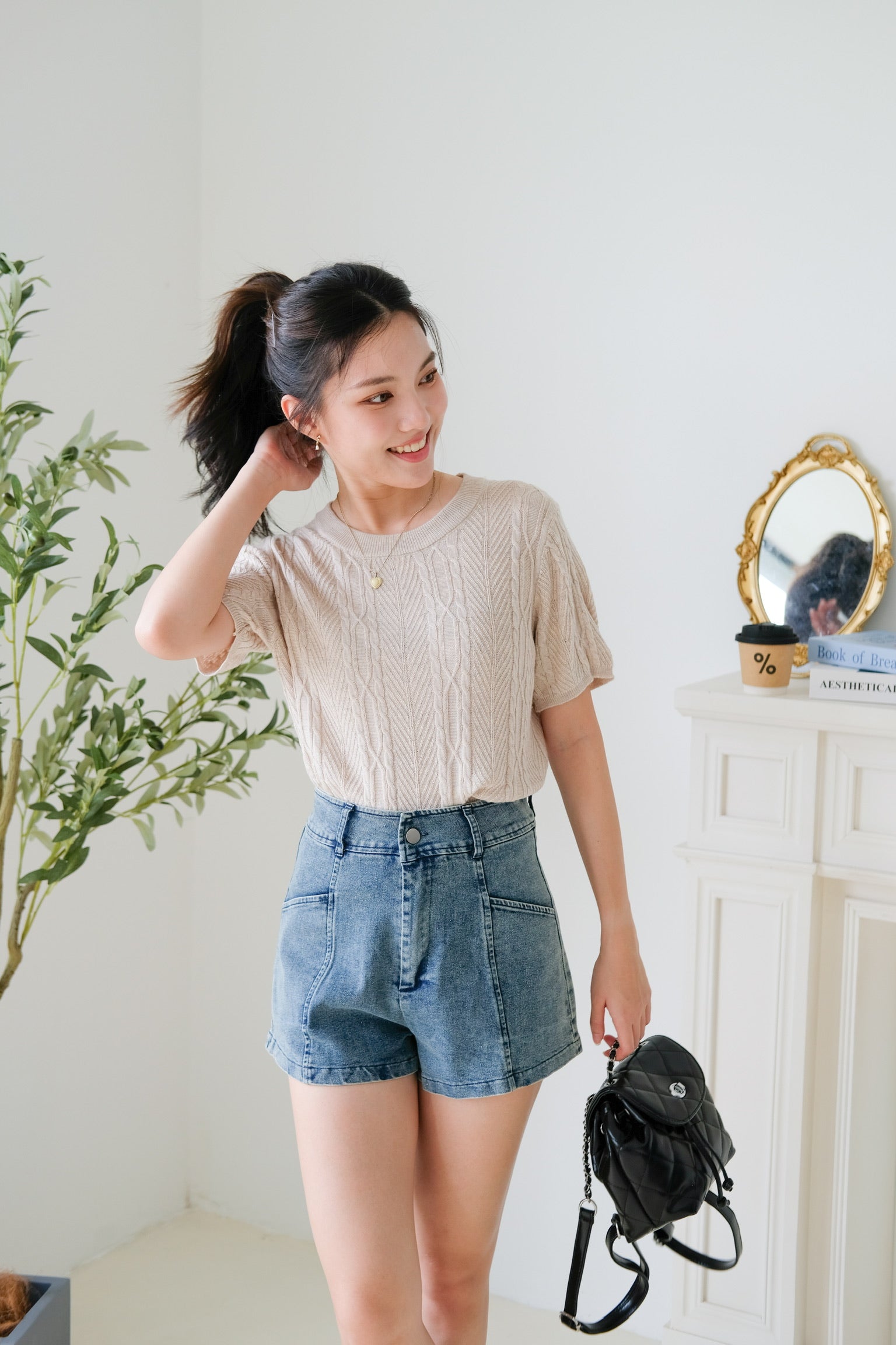 Carey Knit Tee (Latte)
