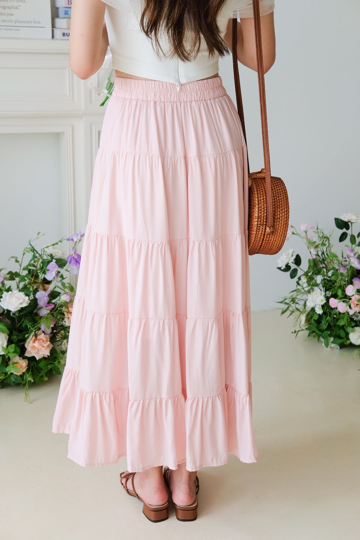Willa Tiered Maxi Skirt (Pastel Pink)