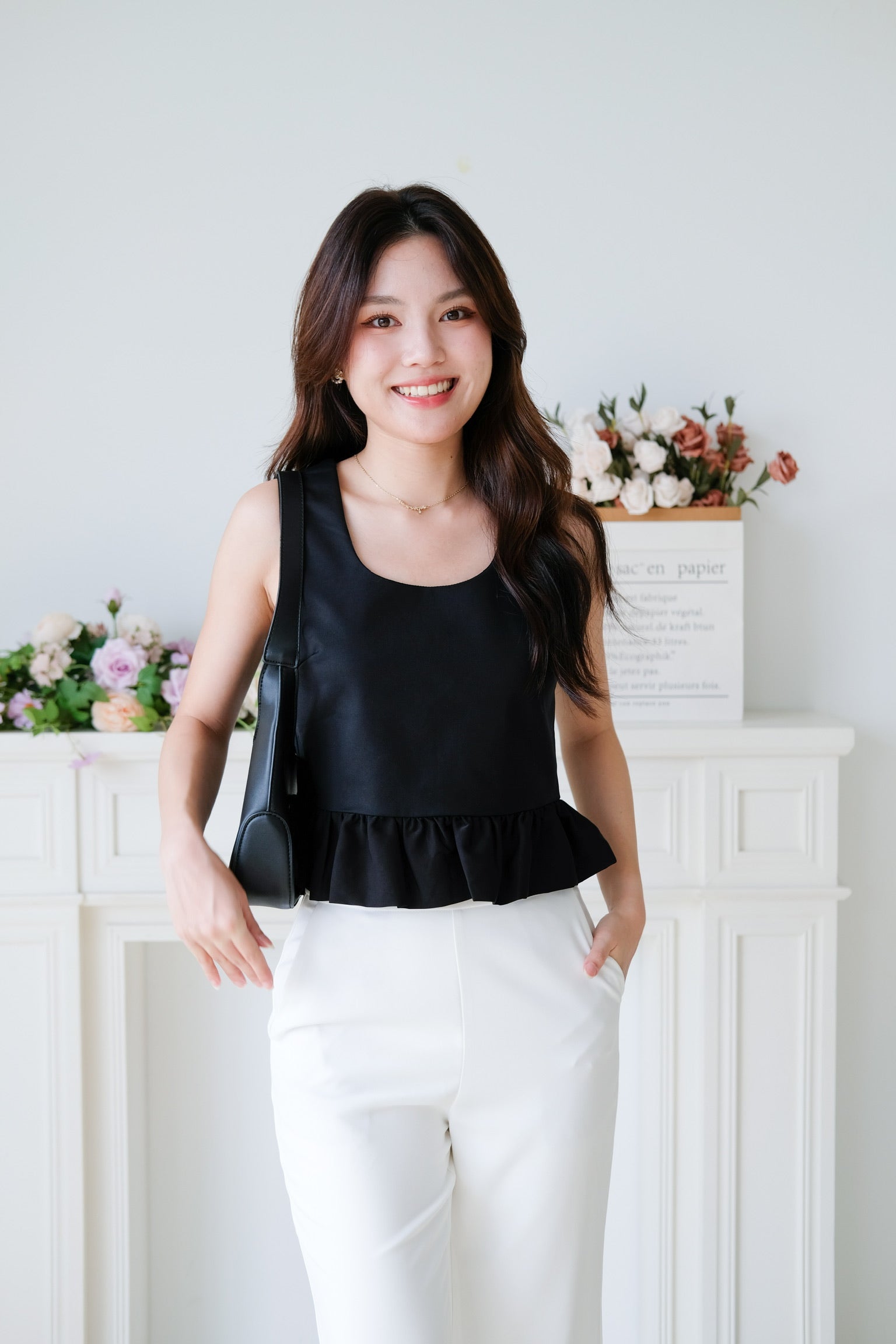 Vivara Ruffle Peplum Crop (Black)