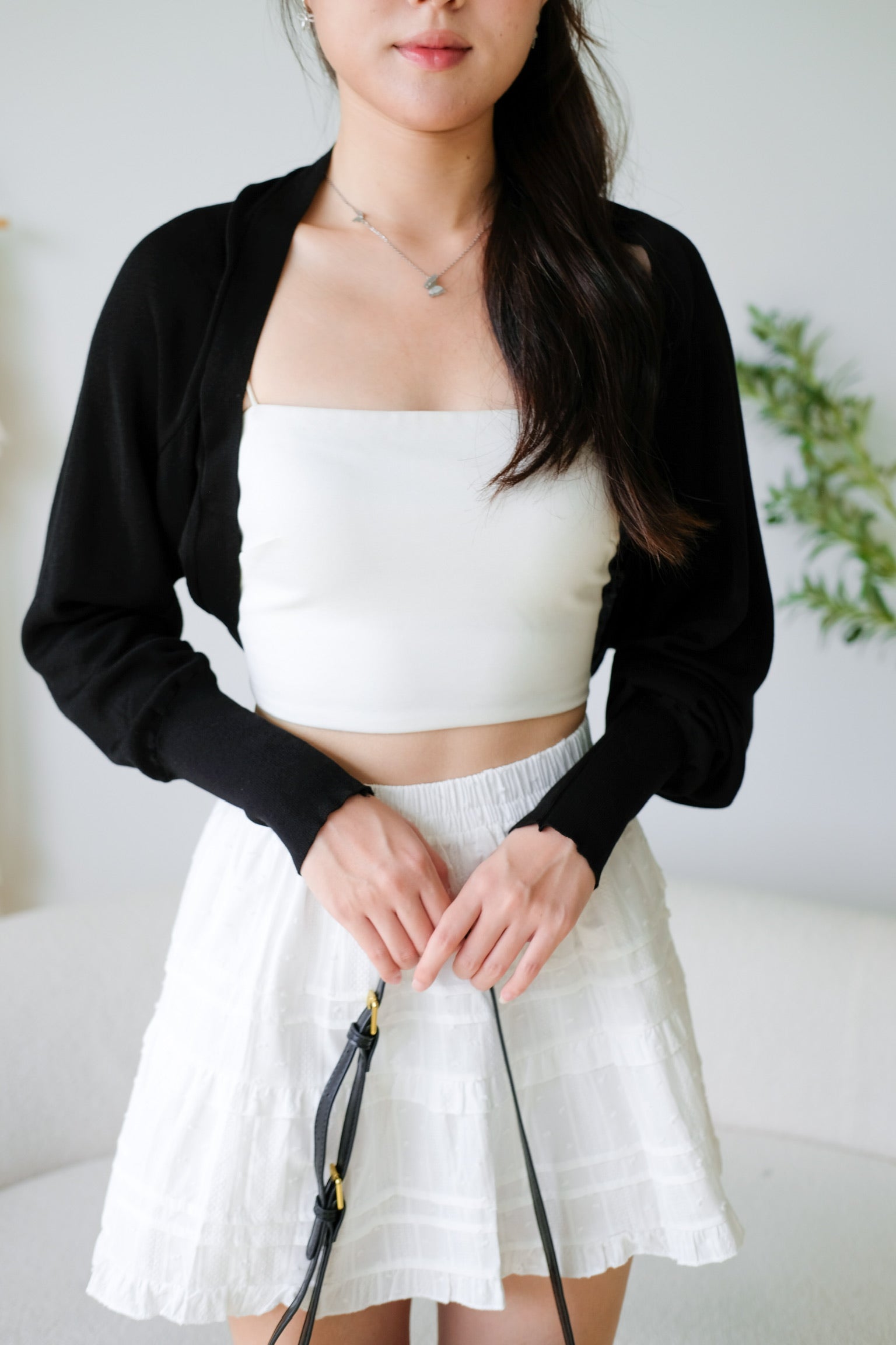 Blaire Bolero Cotton Cardigan (Black)