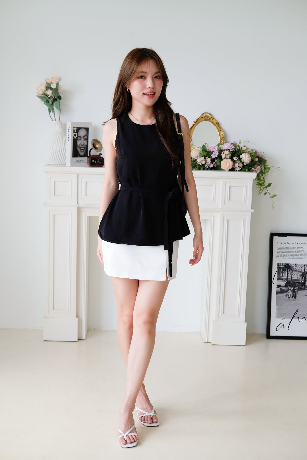 Rosina Chiffon Flare Top (Black)