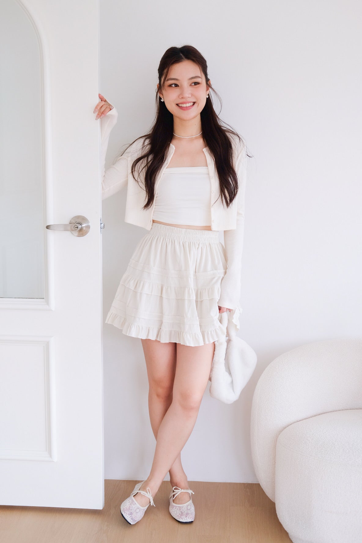 Danielle Cropped Cardigan (Cream)