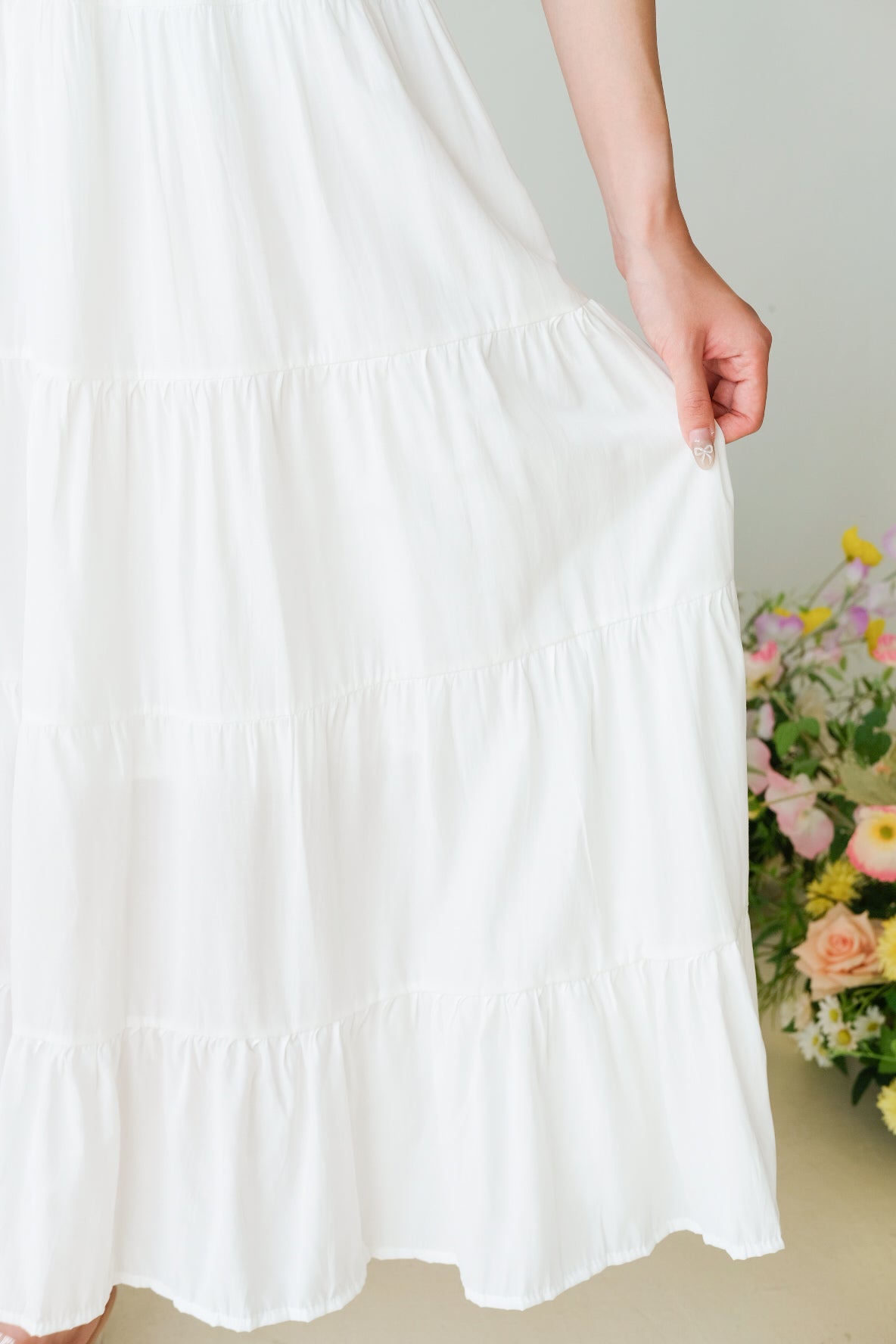 Willa Tiered Maxi Skirt (White)
