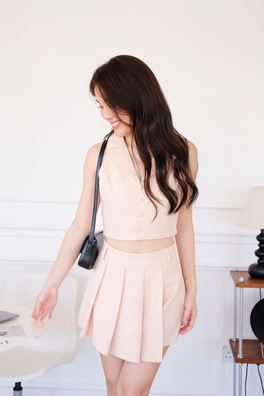 Sherina Vest Skort Set (Khaki)