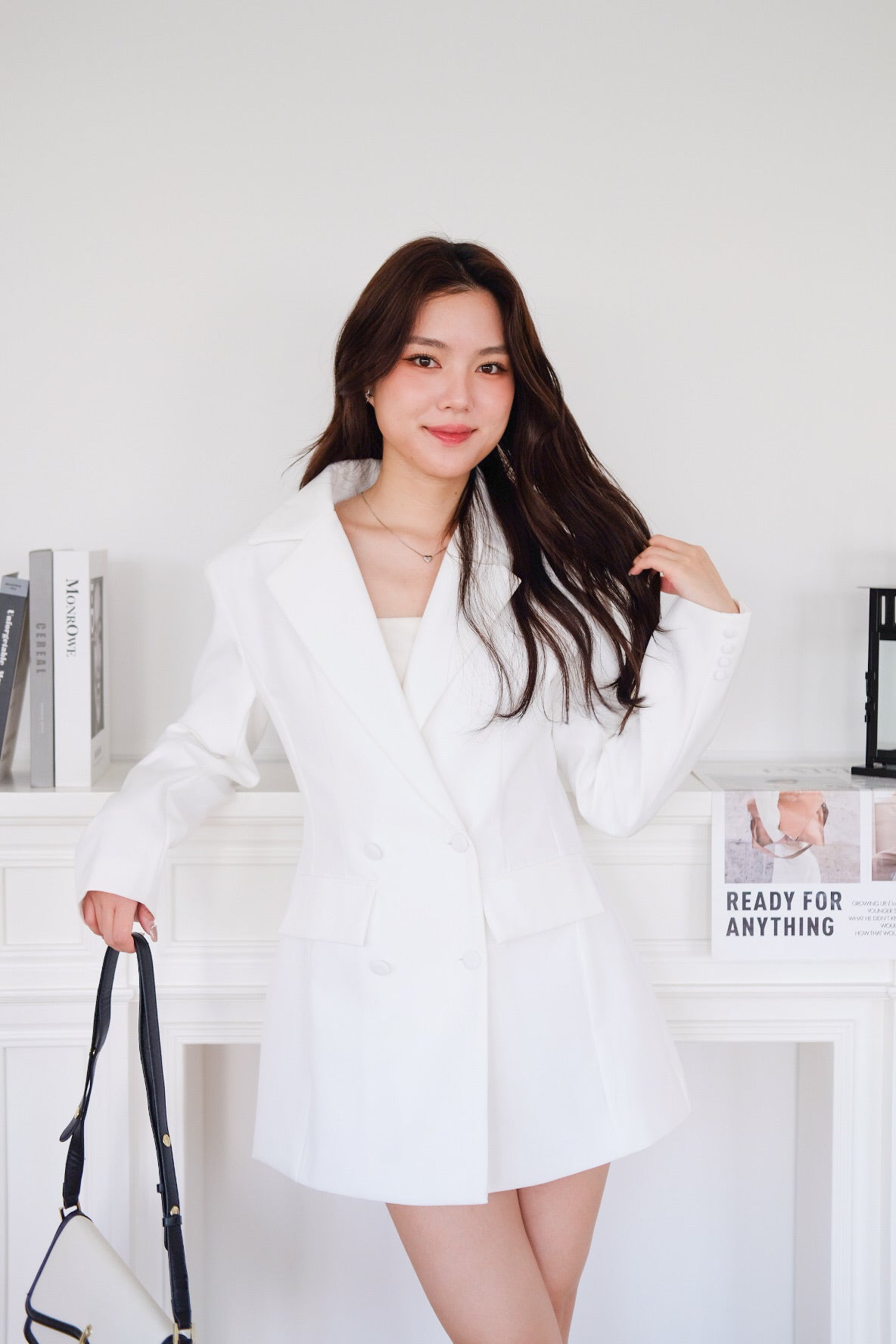The Executive Blazer Dress (White)