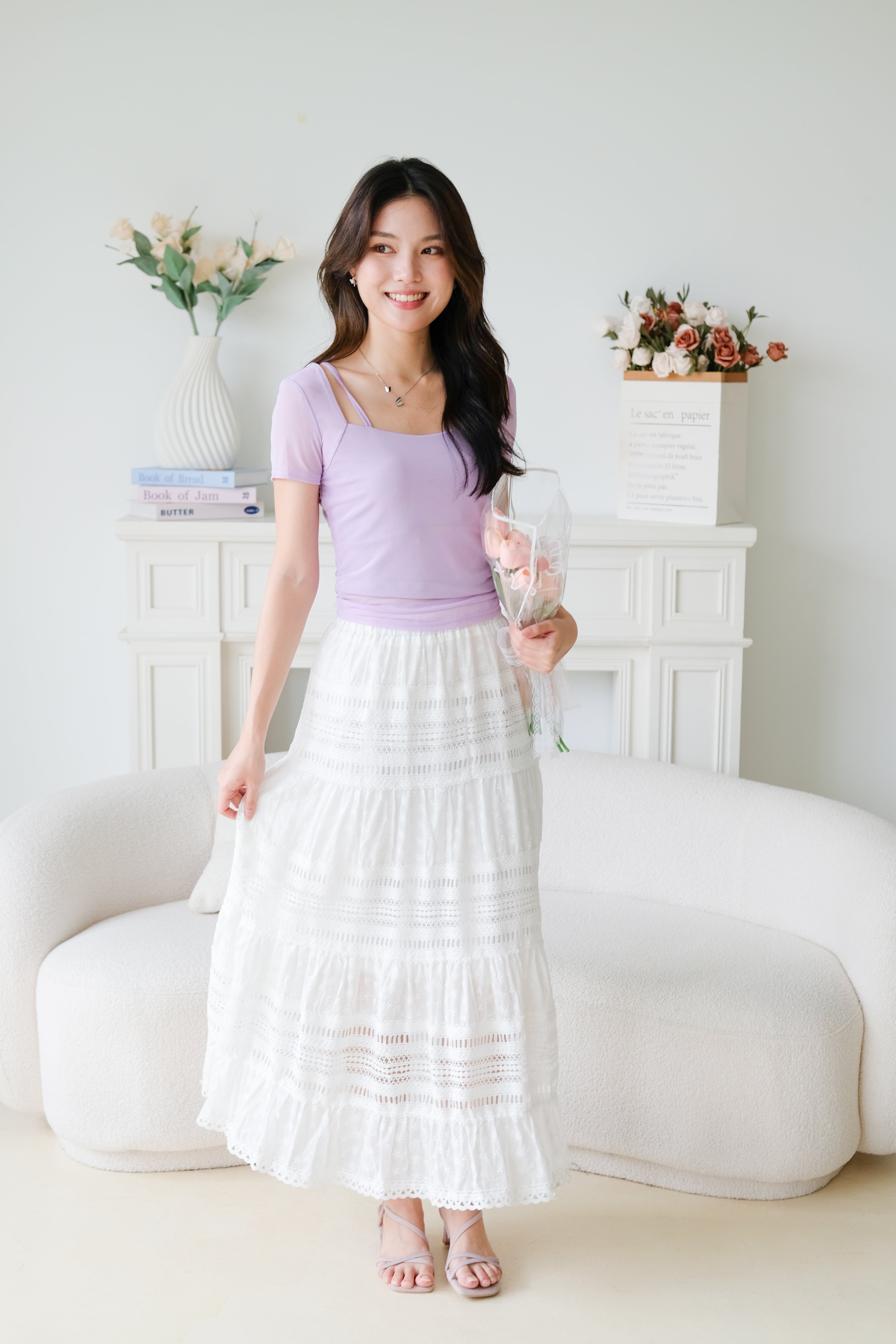 Giana Mesh Stretchy Padded Top (Purple)