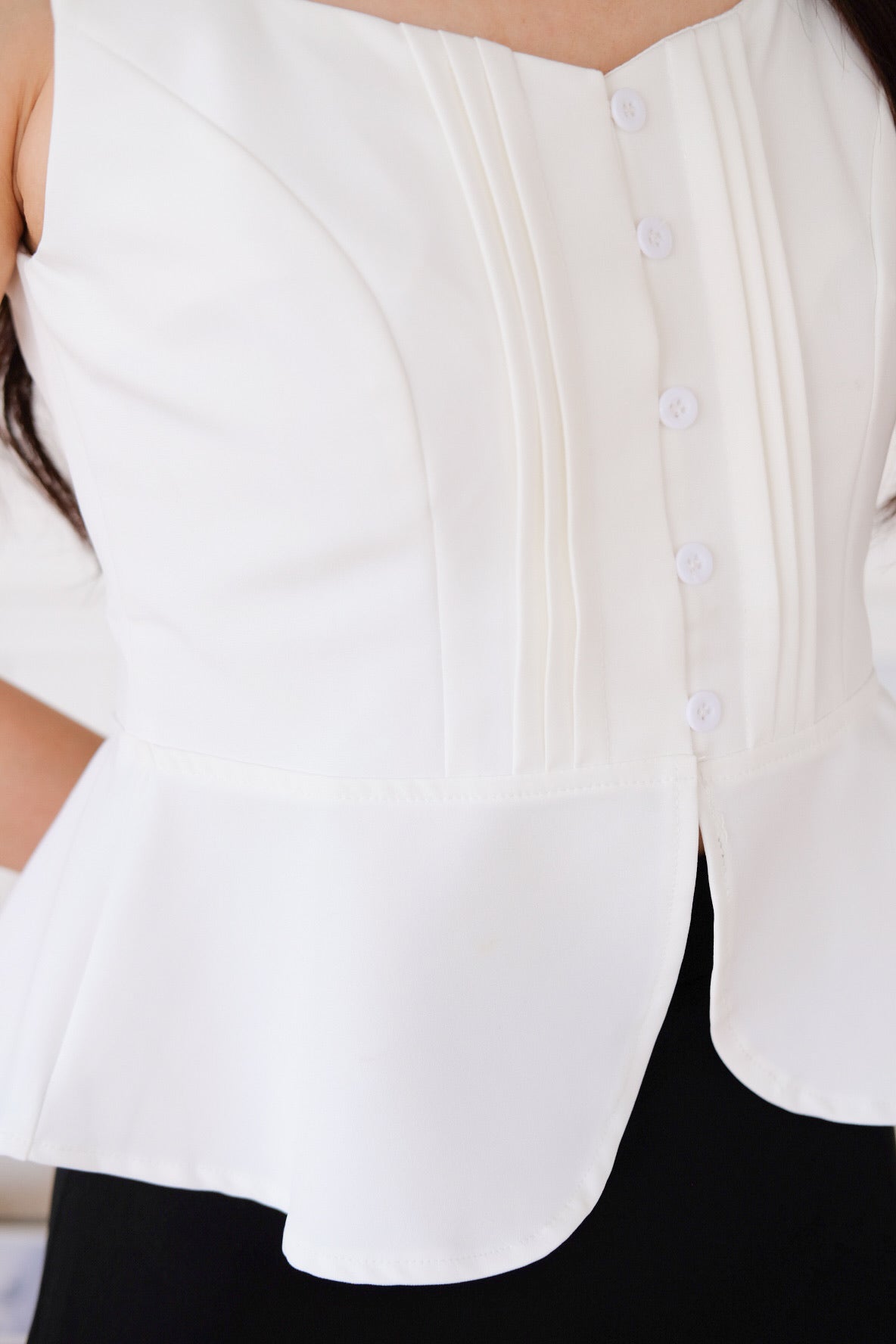 Esther Mini Pleats Flare Top (White)