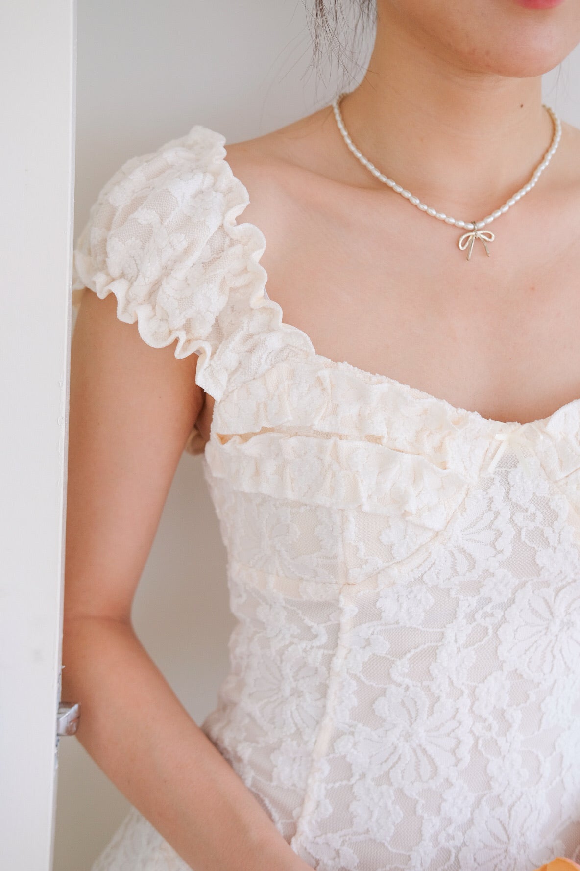 Lovell Lace Ruffle Dress (Cream)