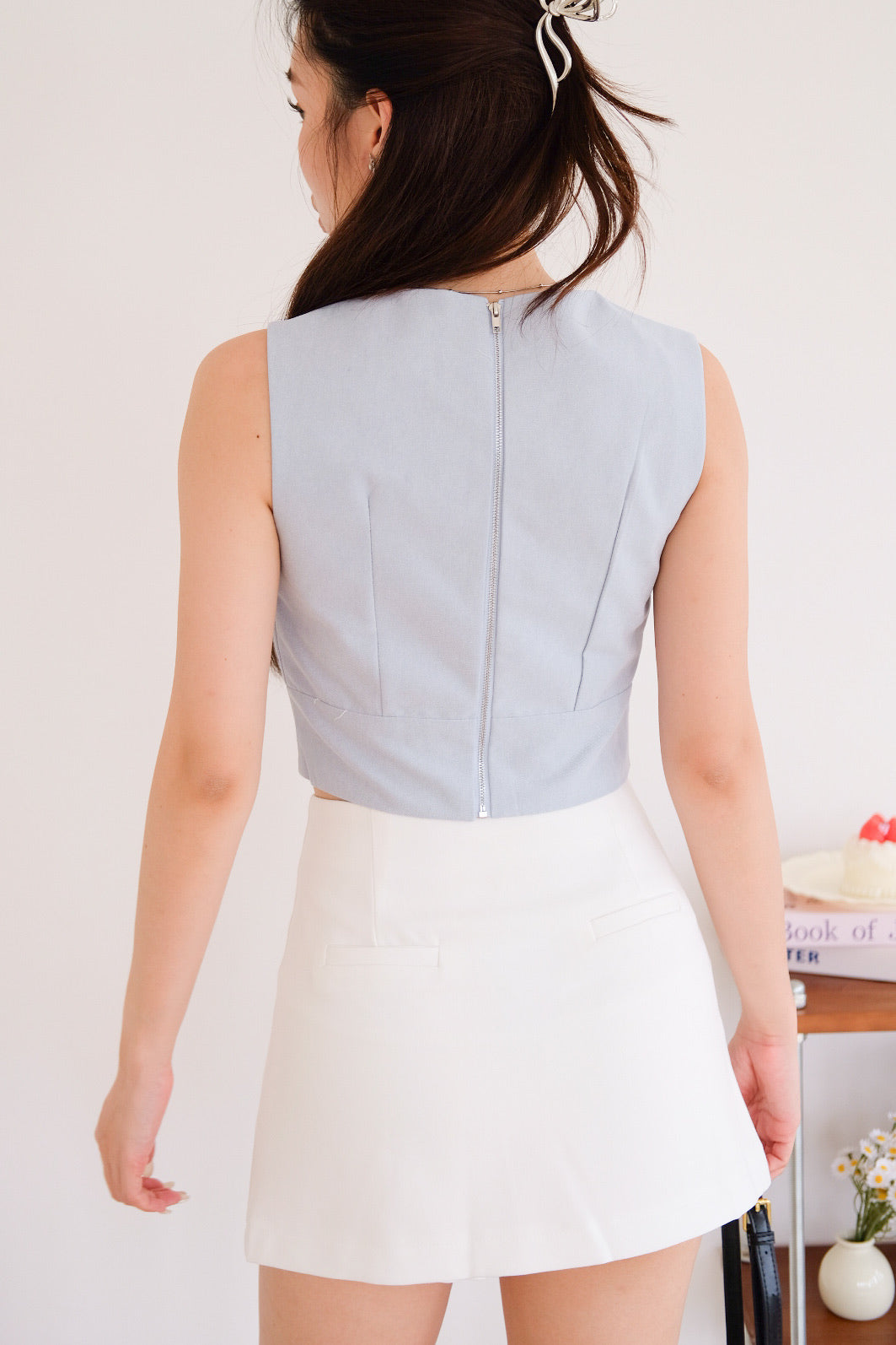 Hayley Sweetheart Crop Top (Light Blue)
