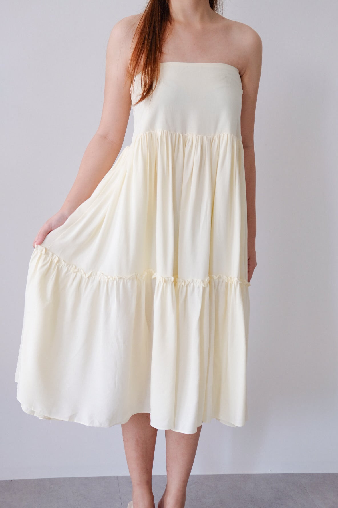 Yellow Tube Tiered Maxi Dress