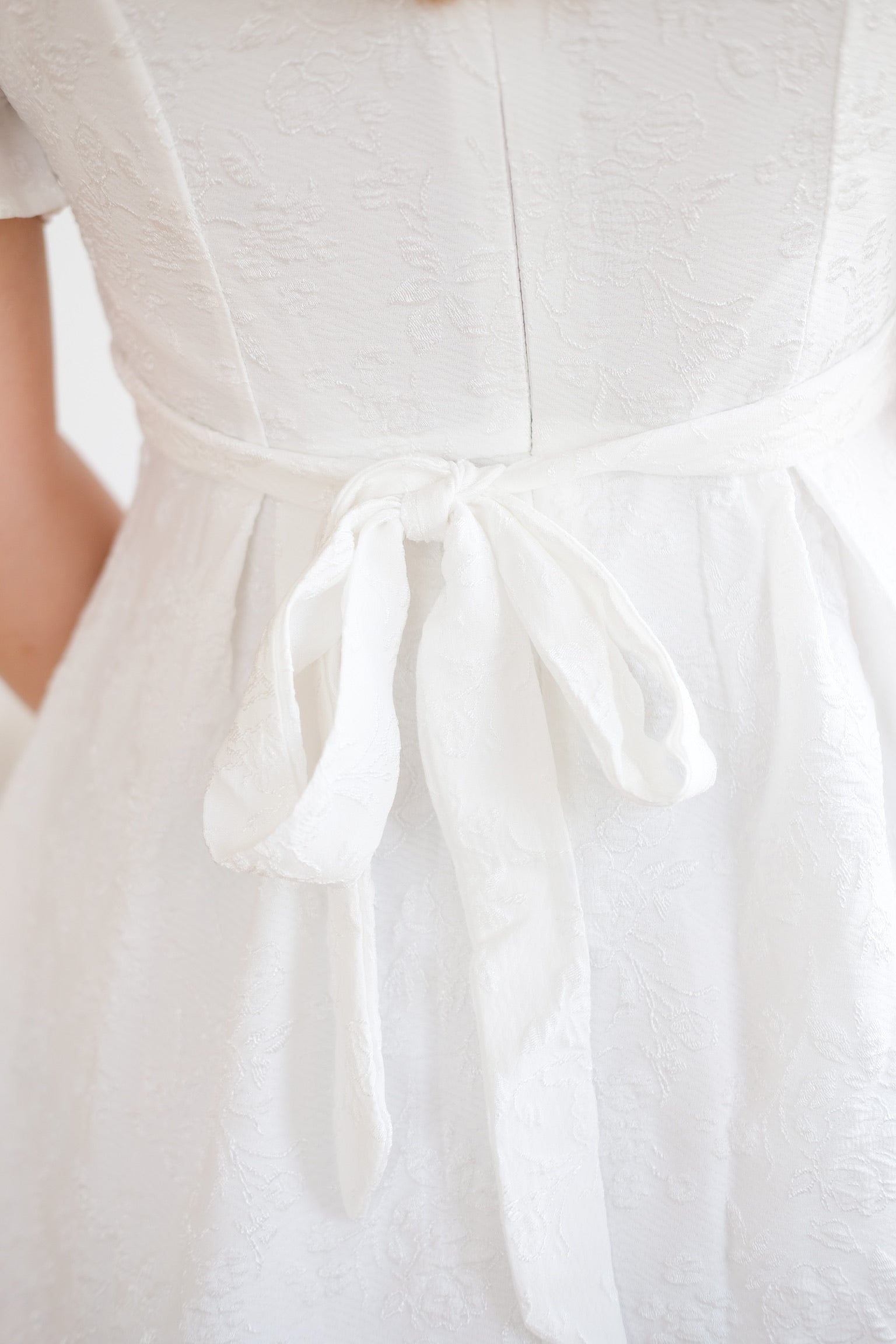White Ribbon Organza Mini Dress