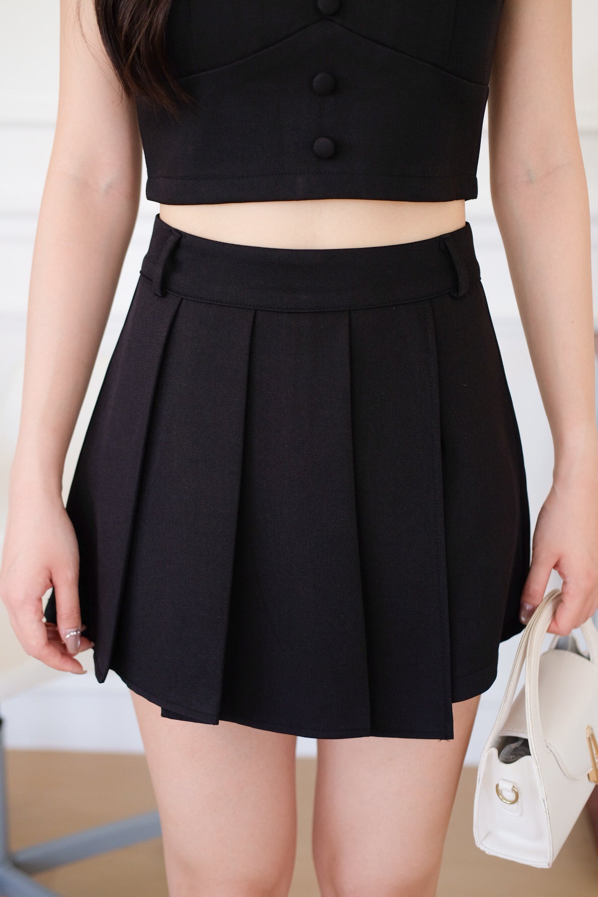 Sherina Vest Skort Set (Black)