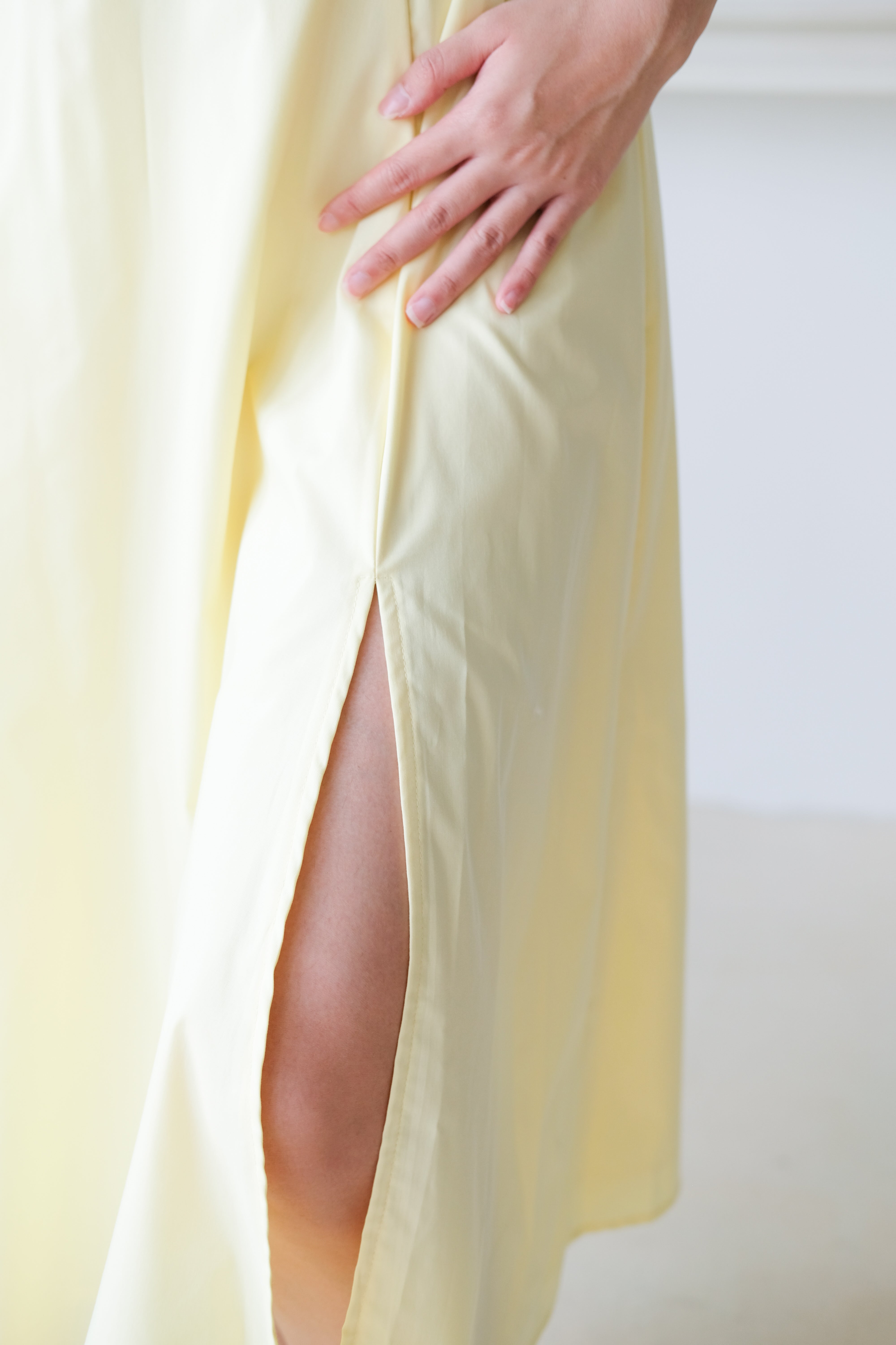 Claire Ruched Slit Maxi Dress (Sunshine Yellow)