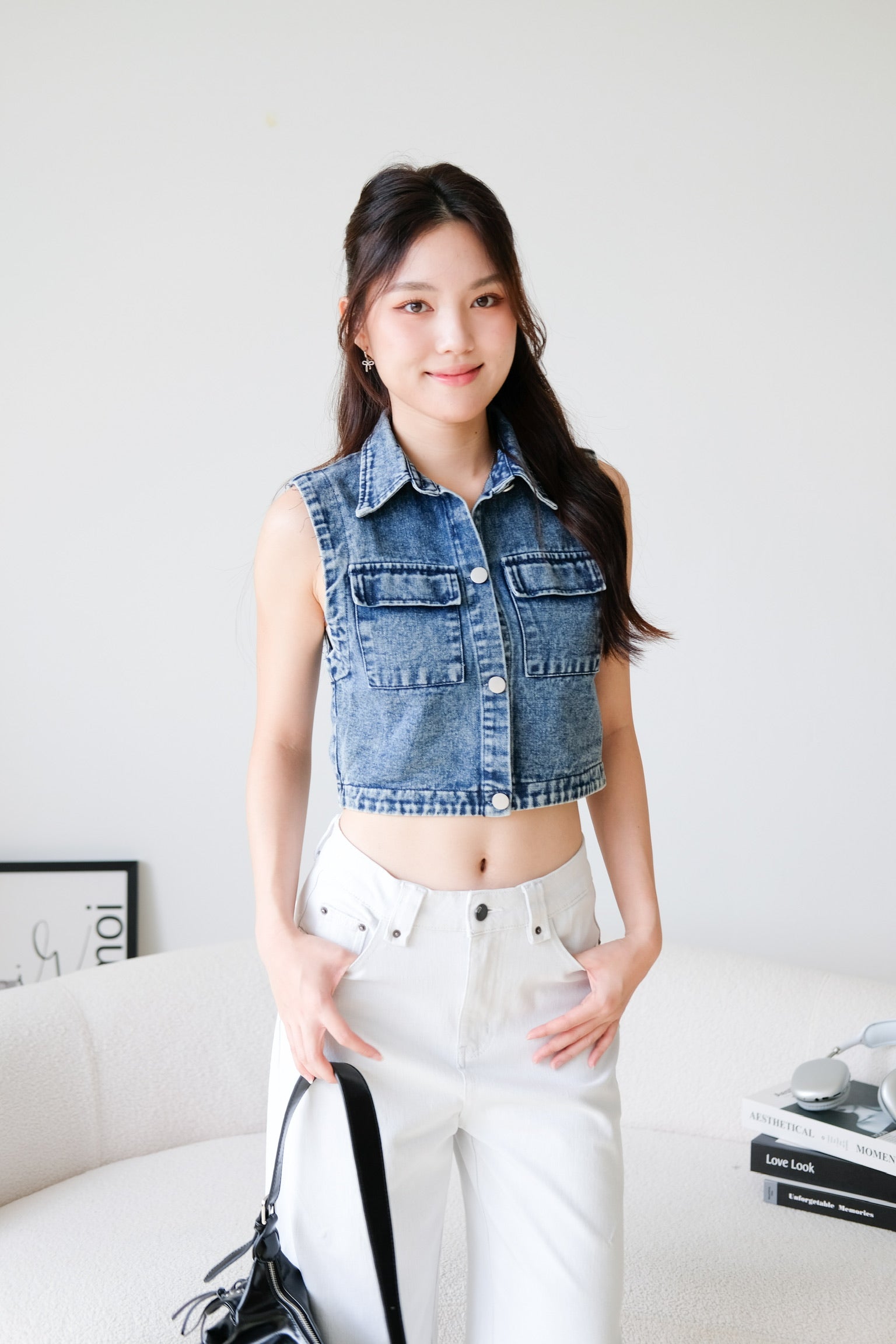 Barrel Wide Denim Jeans (Fog White)