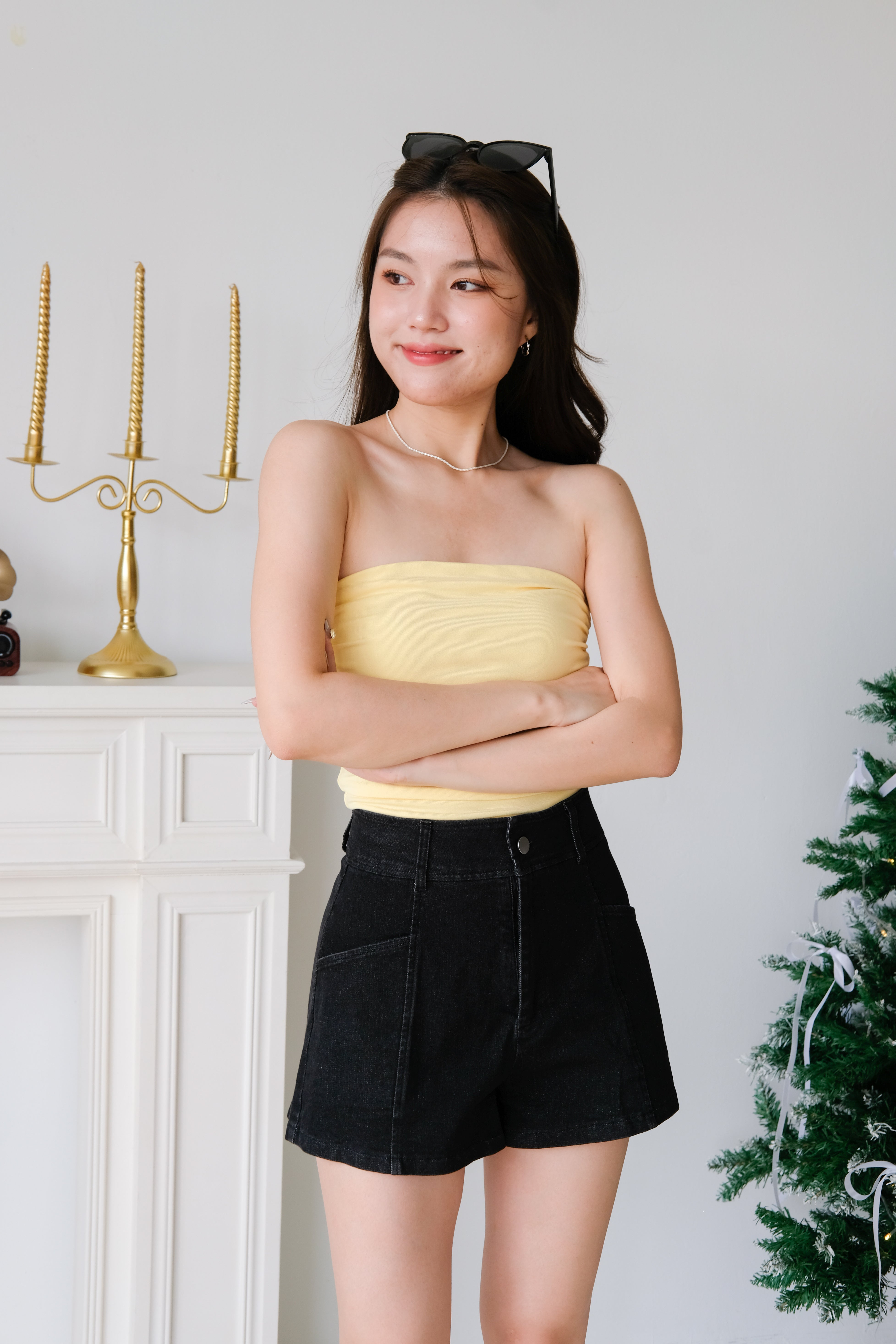 Maxine Tube Ruched Top (Yellow)