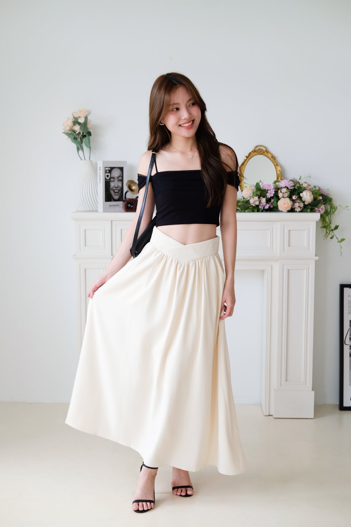 Sophina Skater Maxi Skirt (Cream)