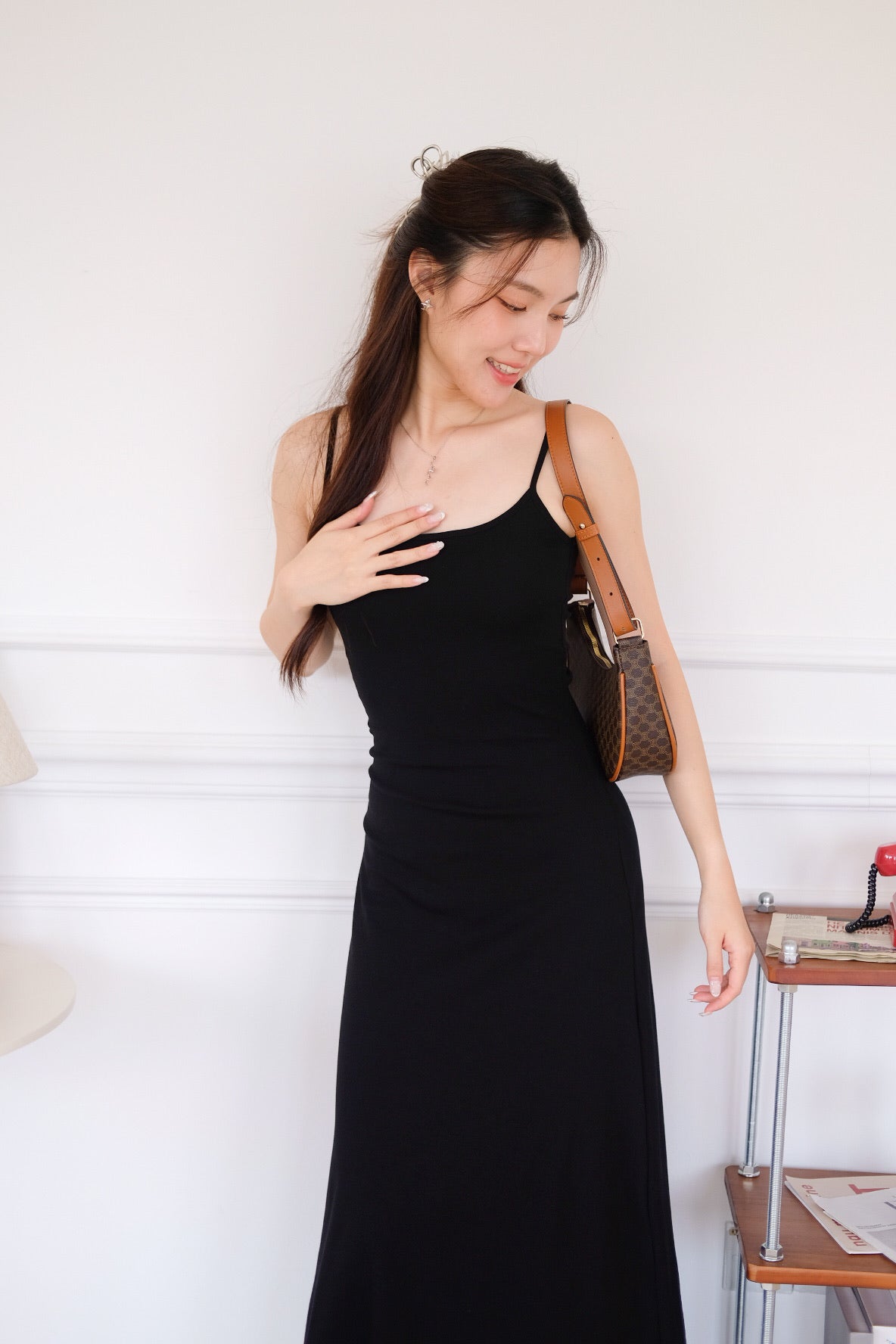 Avery Padded Skater Maxi Dress (Black)