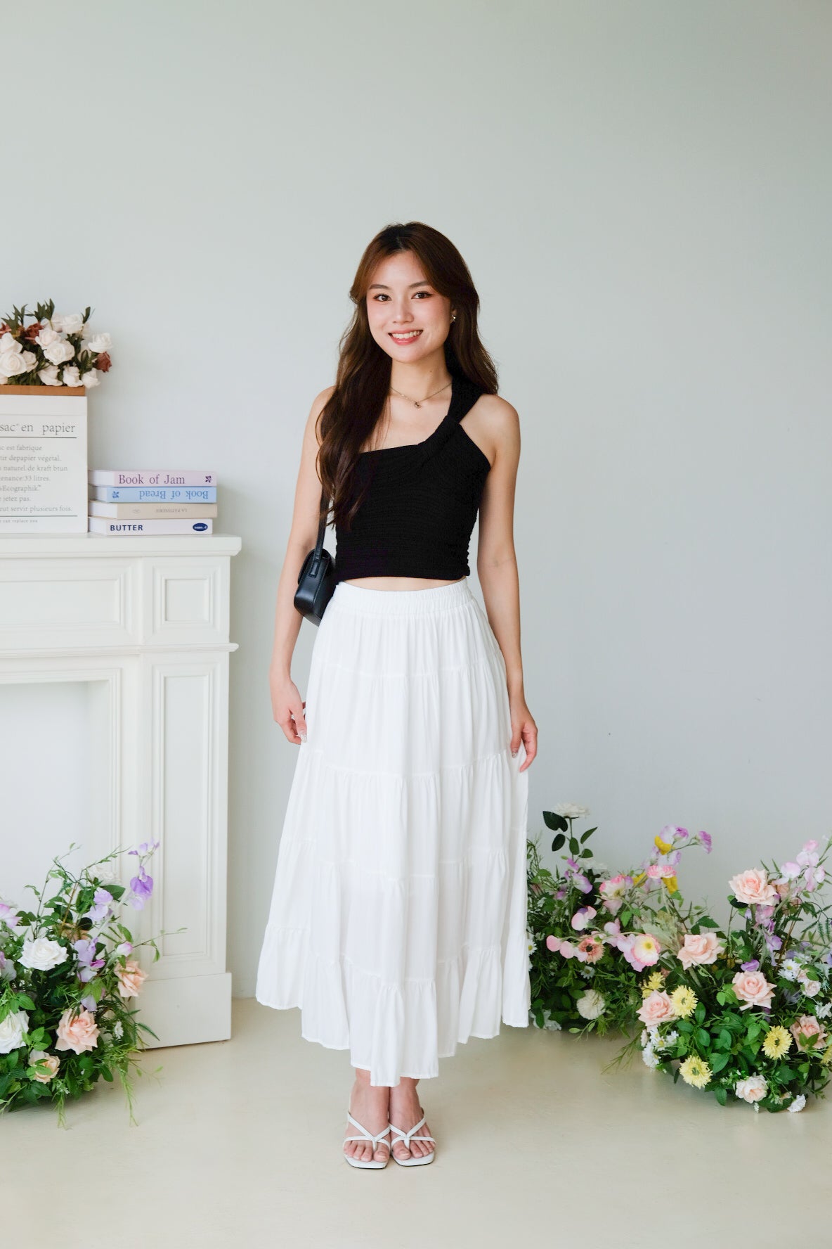 Willa Tiered Maxi Skirt (White)