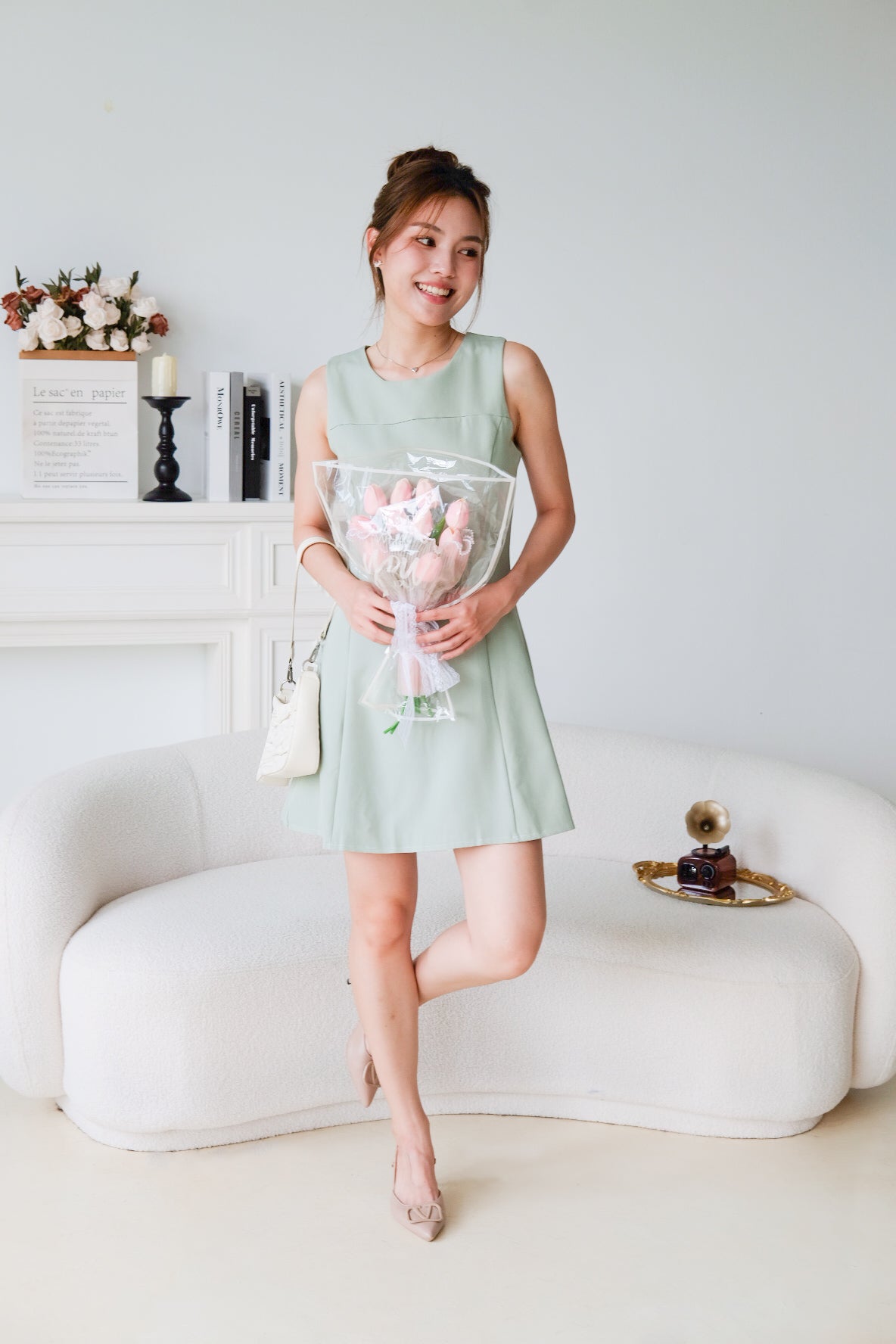 Yuna Classic A Line Dress (Avocado Green)