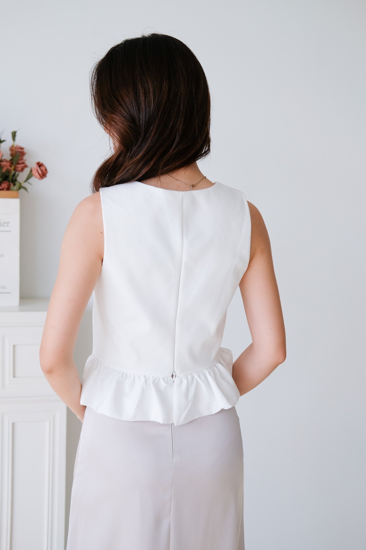 Vivara Ruffle Peplum Crop (White)