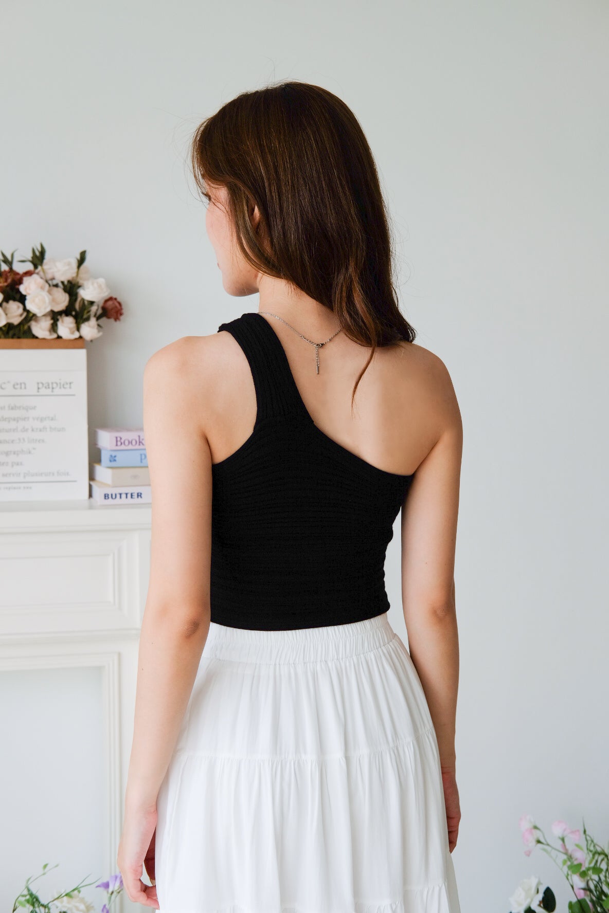 Dillon Knit Toga Crop Top (Black)