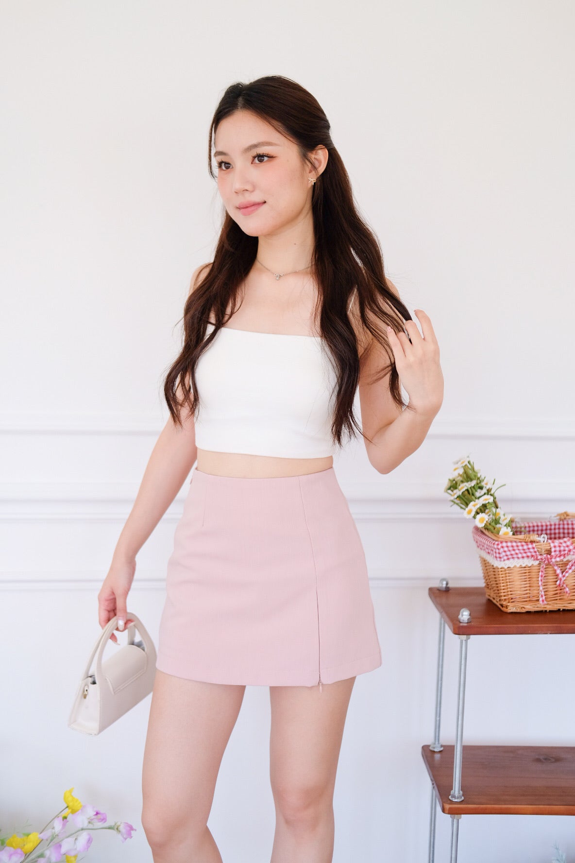 Shanell Basic Side Slit Skorts (Blush Pink)
